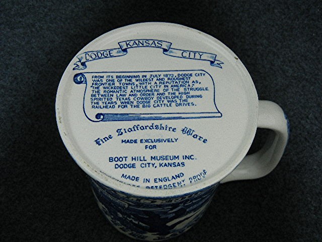 Boot Hill Mug Blue Transfer Ware by Staffordshire Ware