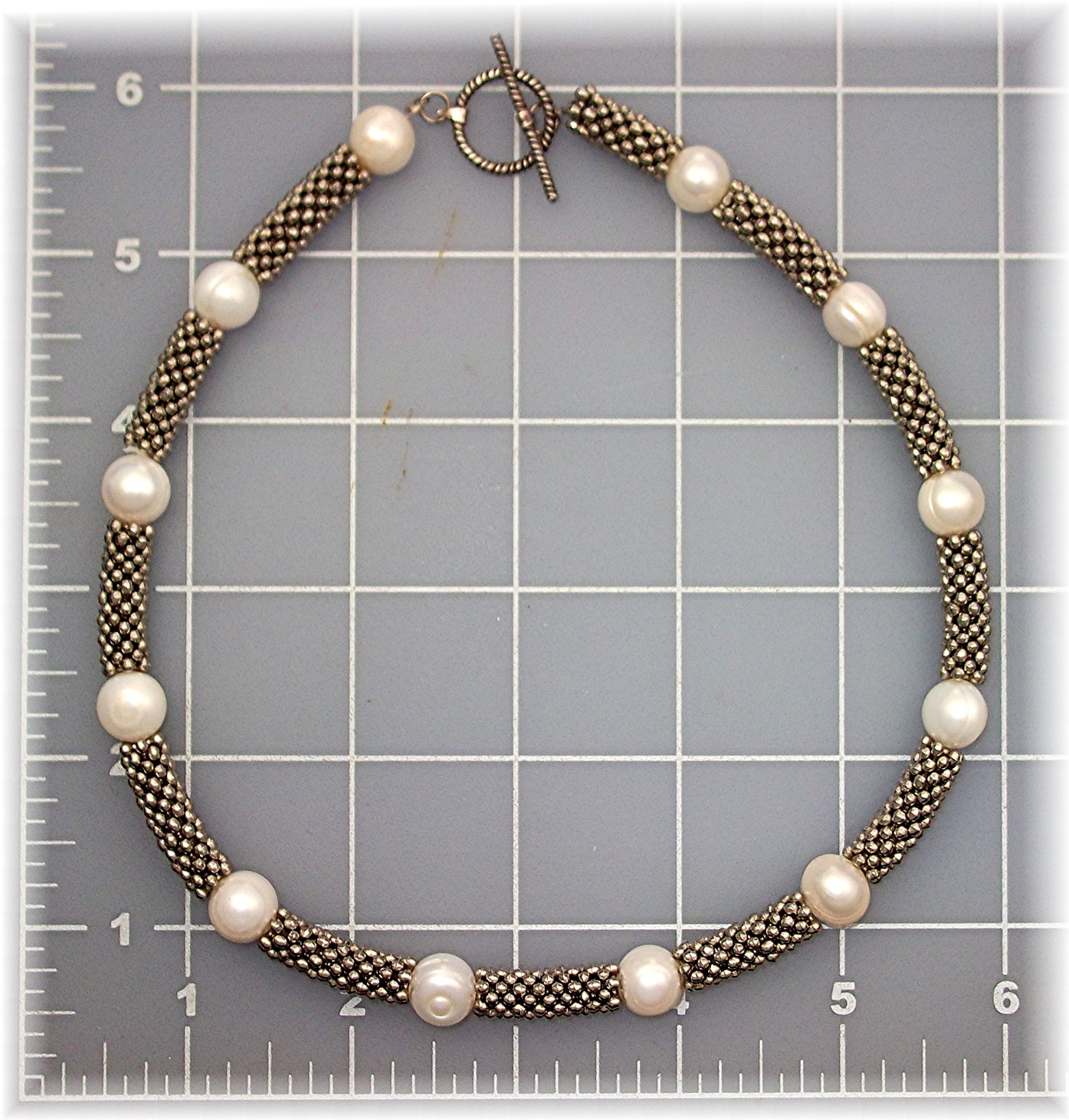 Necklace Sterling Silver Freshwater Pearl Toggle Clasp