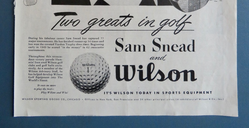 1952 Wilson Golf Clubs & Golf Balls with Golfer Sam Snead