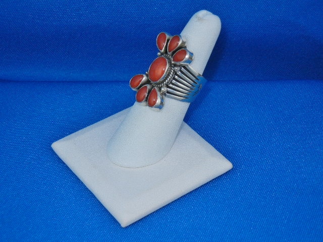 Navajo Mediterranean  Coral Sterling Silver DERRICK GOR
