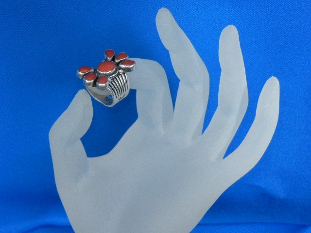 Navajo Mediterranean  Coral Sterling Silver DERRICK GOR