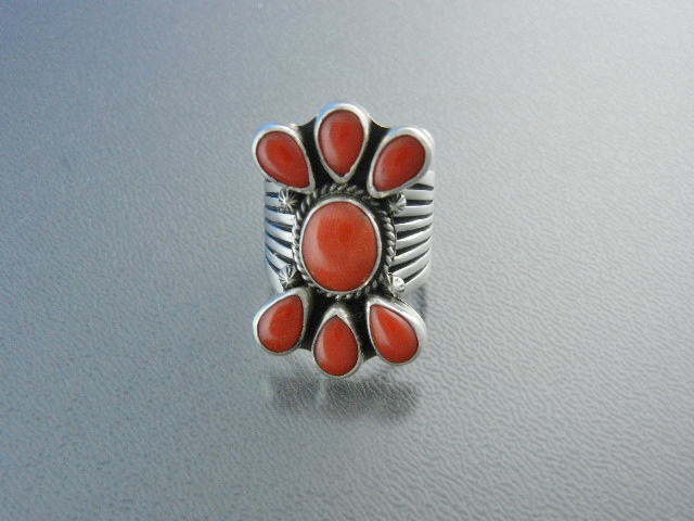 Navajo Mediterranean  Coral Sterling Silver DERRICK GOR