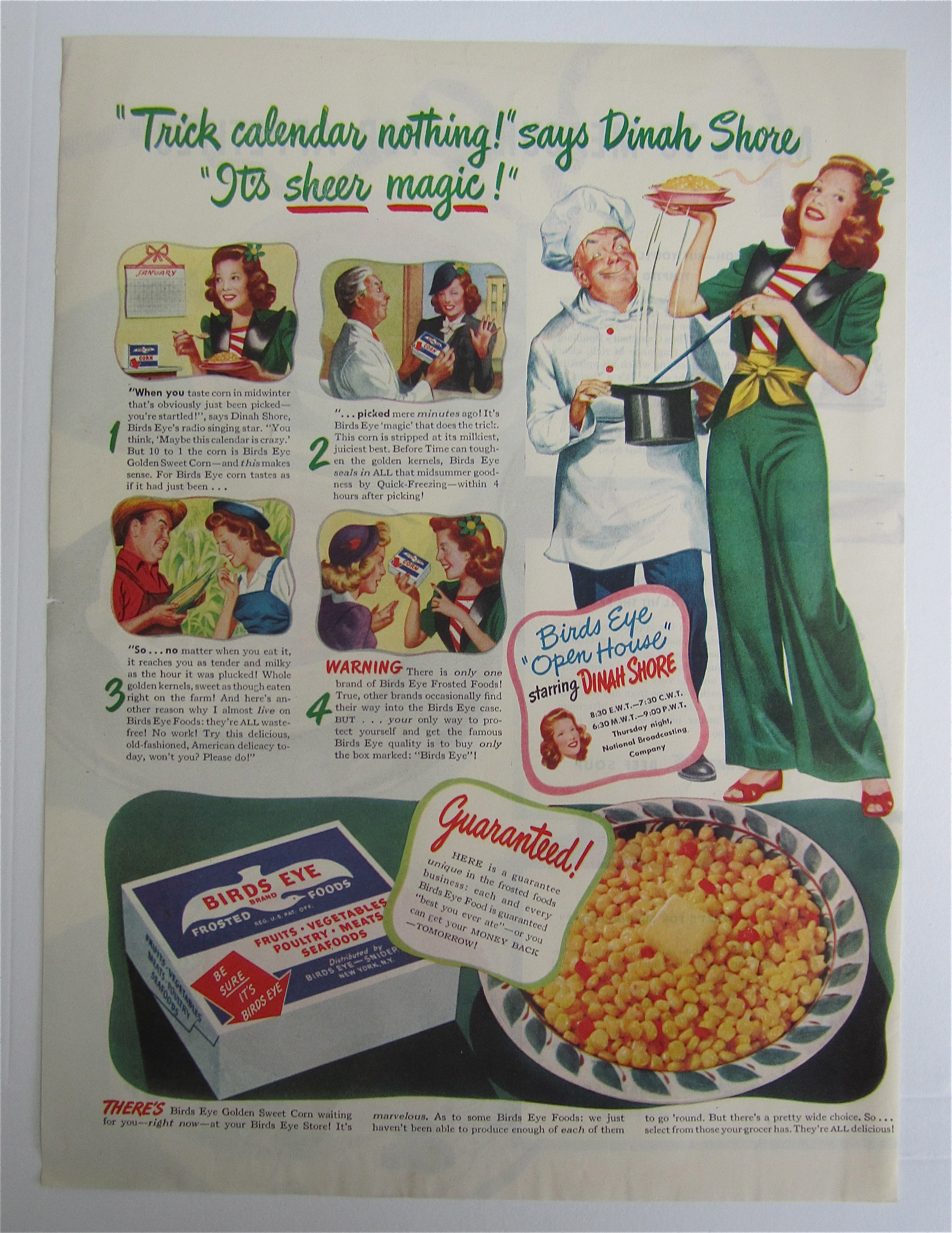 1945 Birds Eye Golden Sweet Corn with Dinah Shore