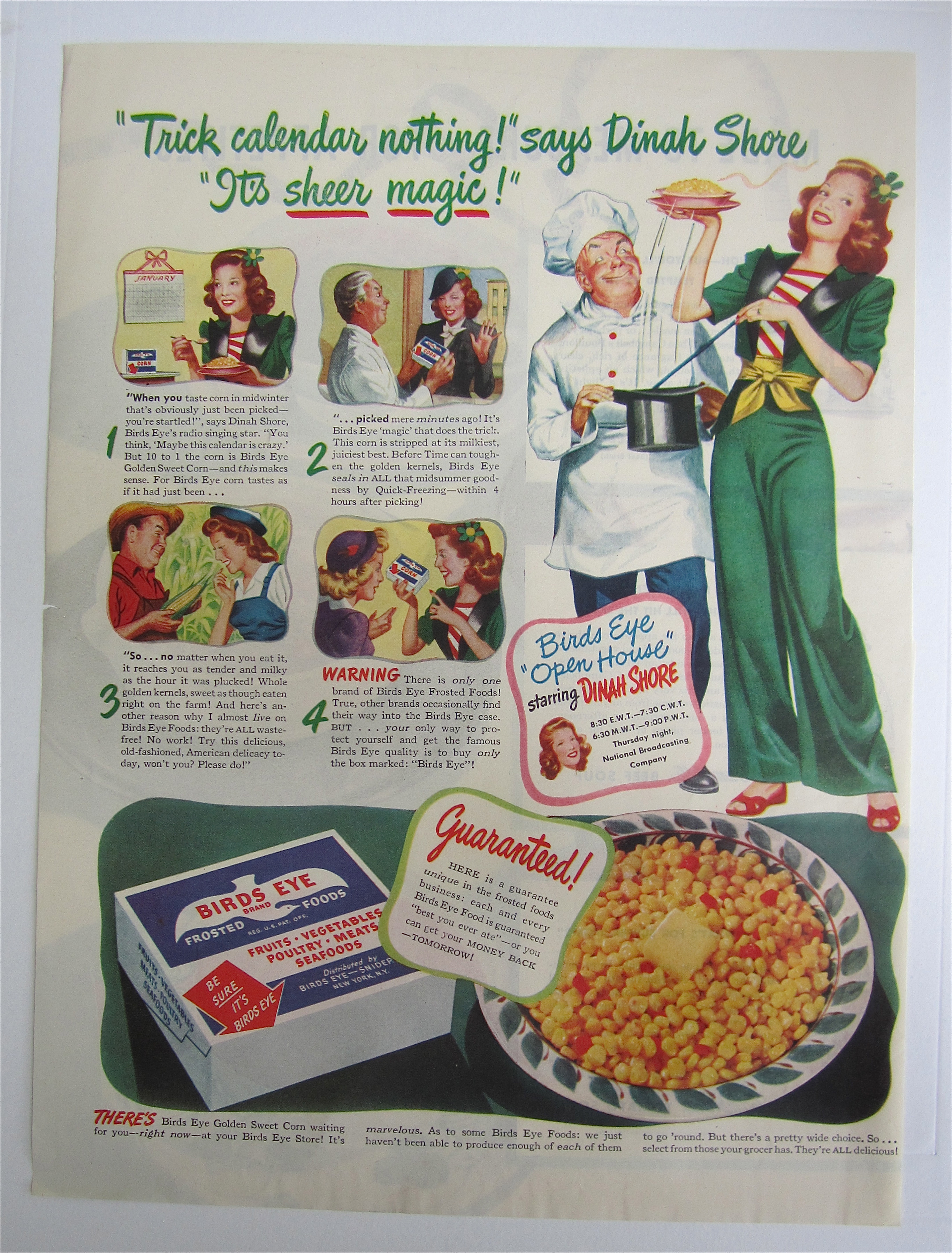 1945 Birds Eye Golden Sweet Corn with Dinah Shore