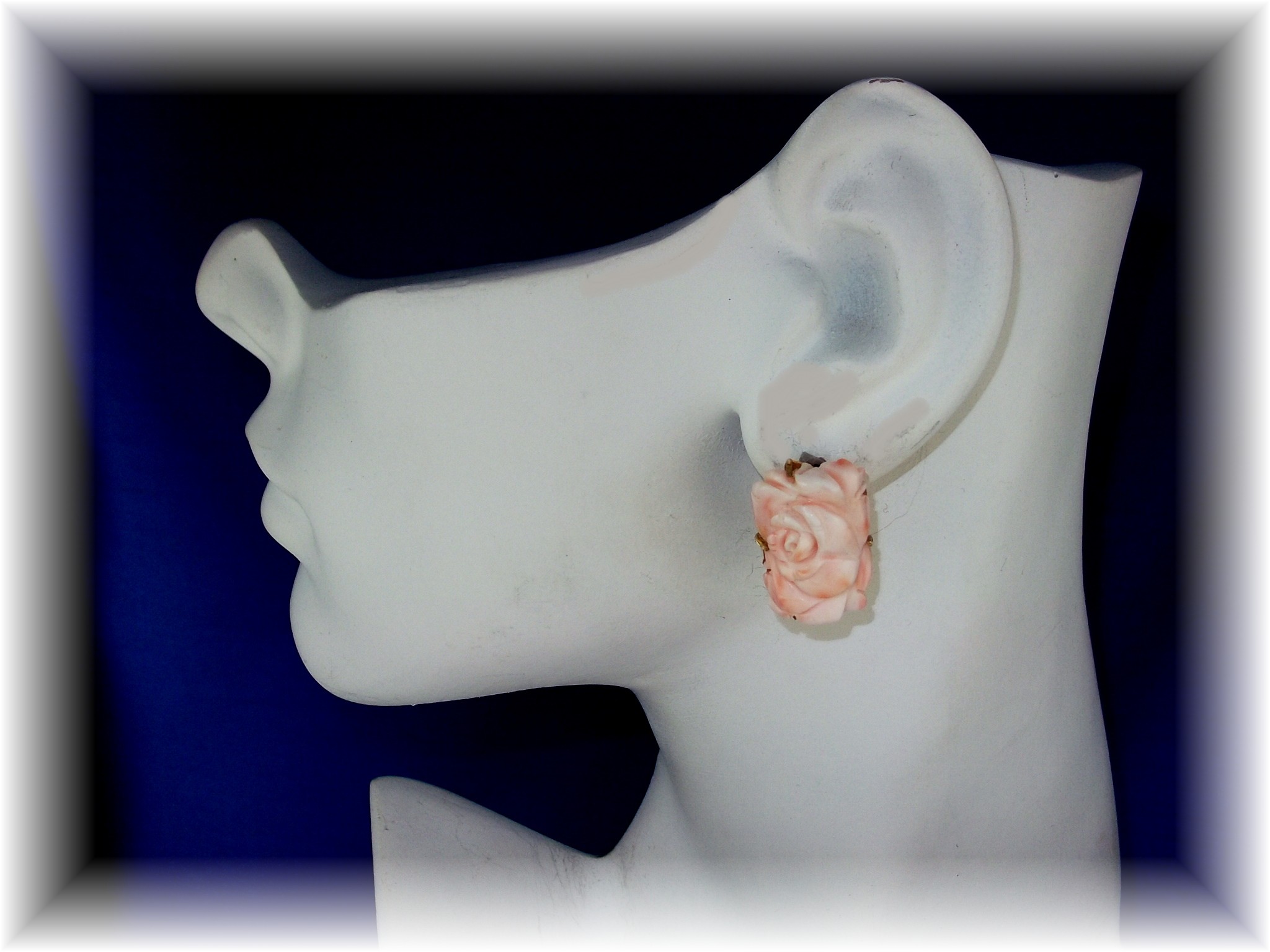 Earrings 14K Gold Carved Coral French Back Pierced