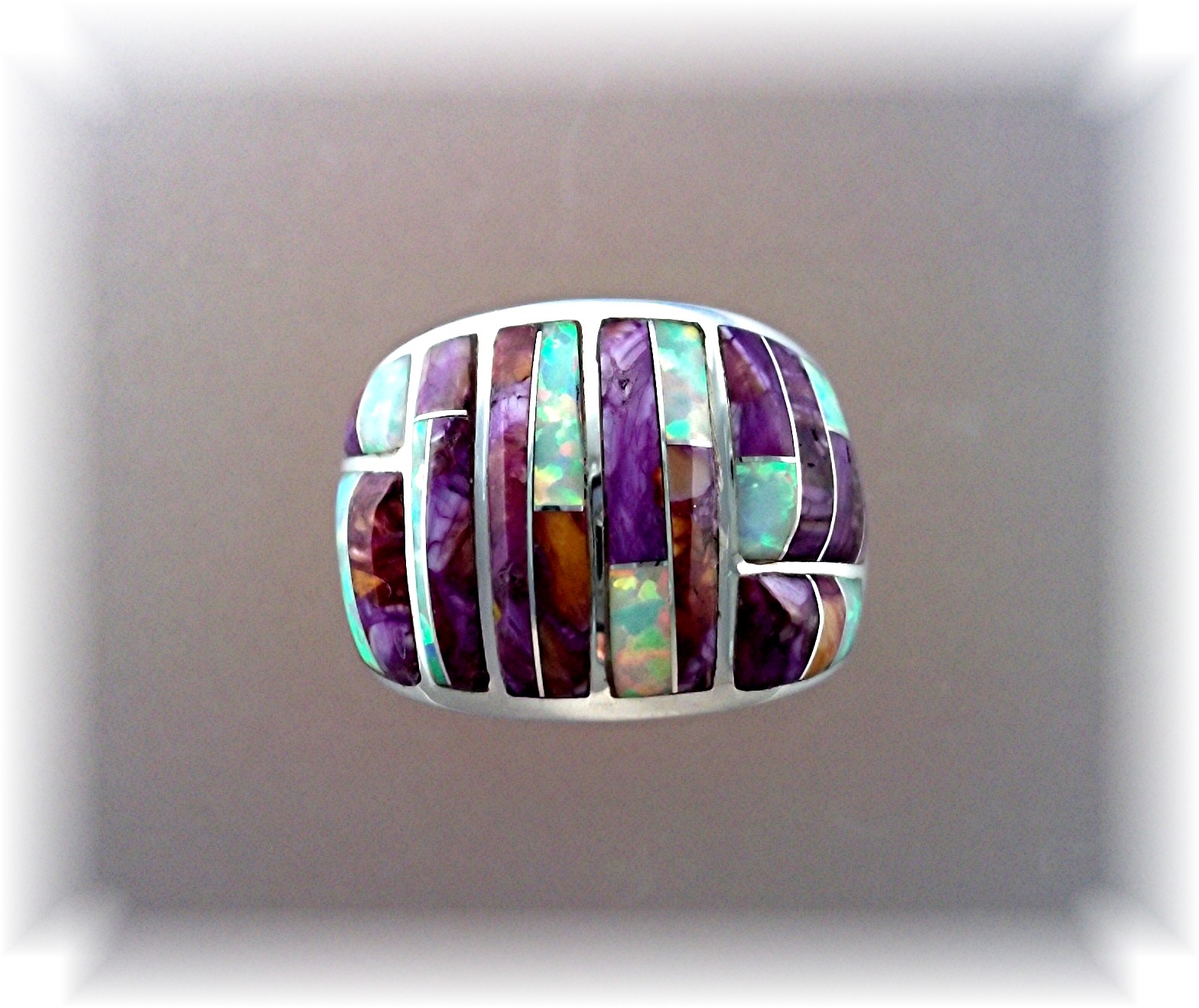 Opal Charoite Sterling Silver Inlays Designer GL