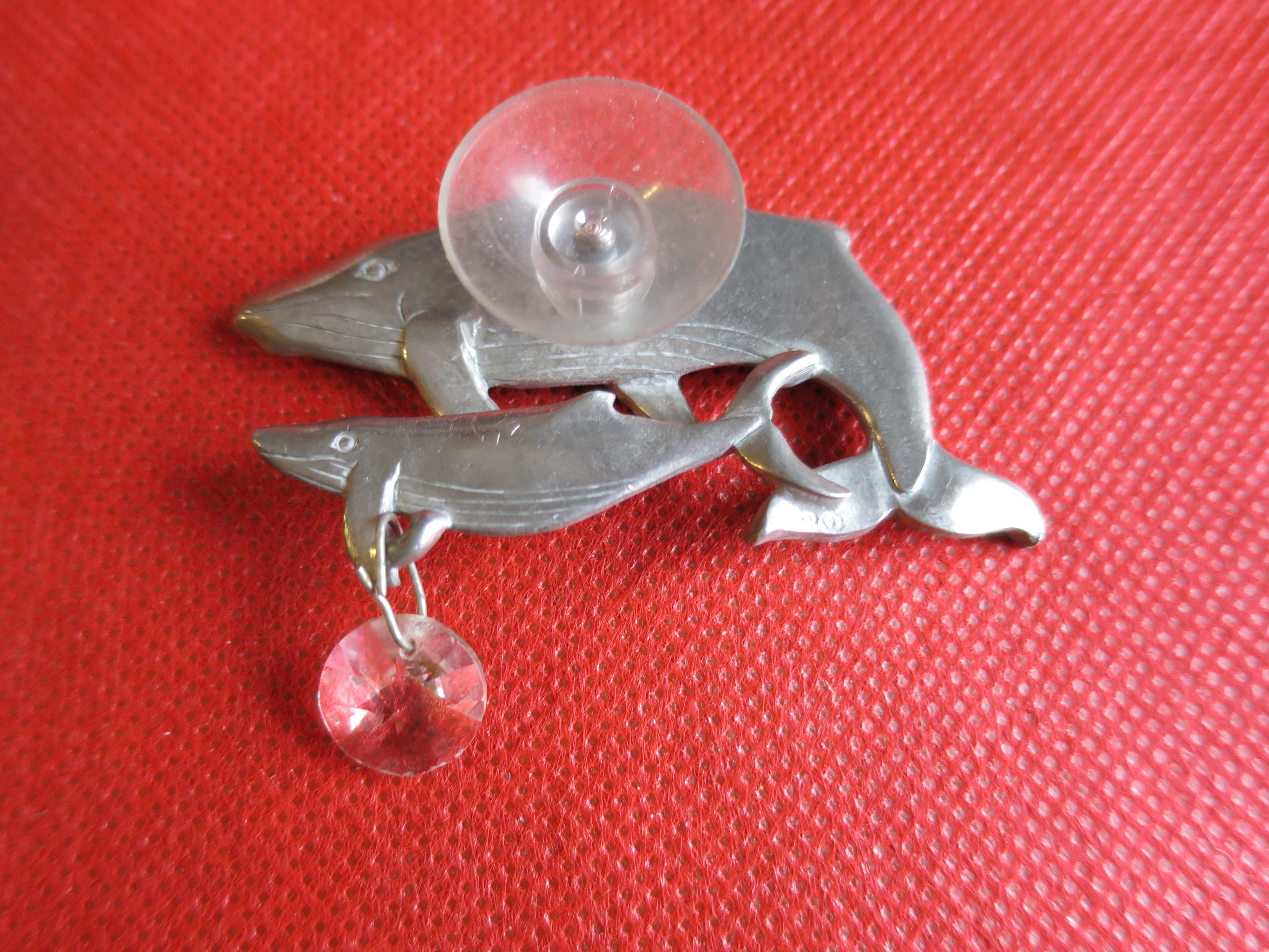 Pewter Whale Crystal Suncatcher with window suction cup