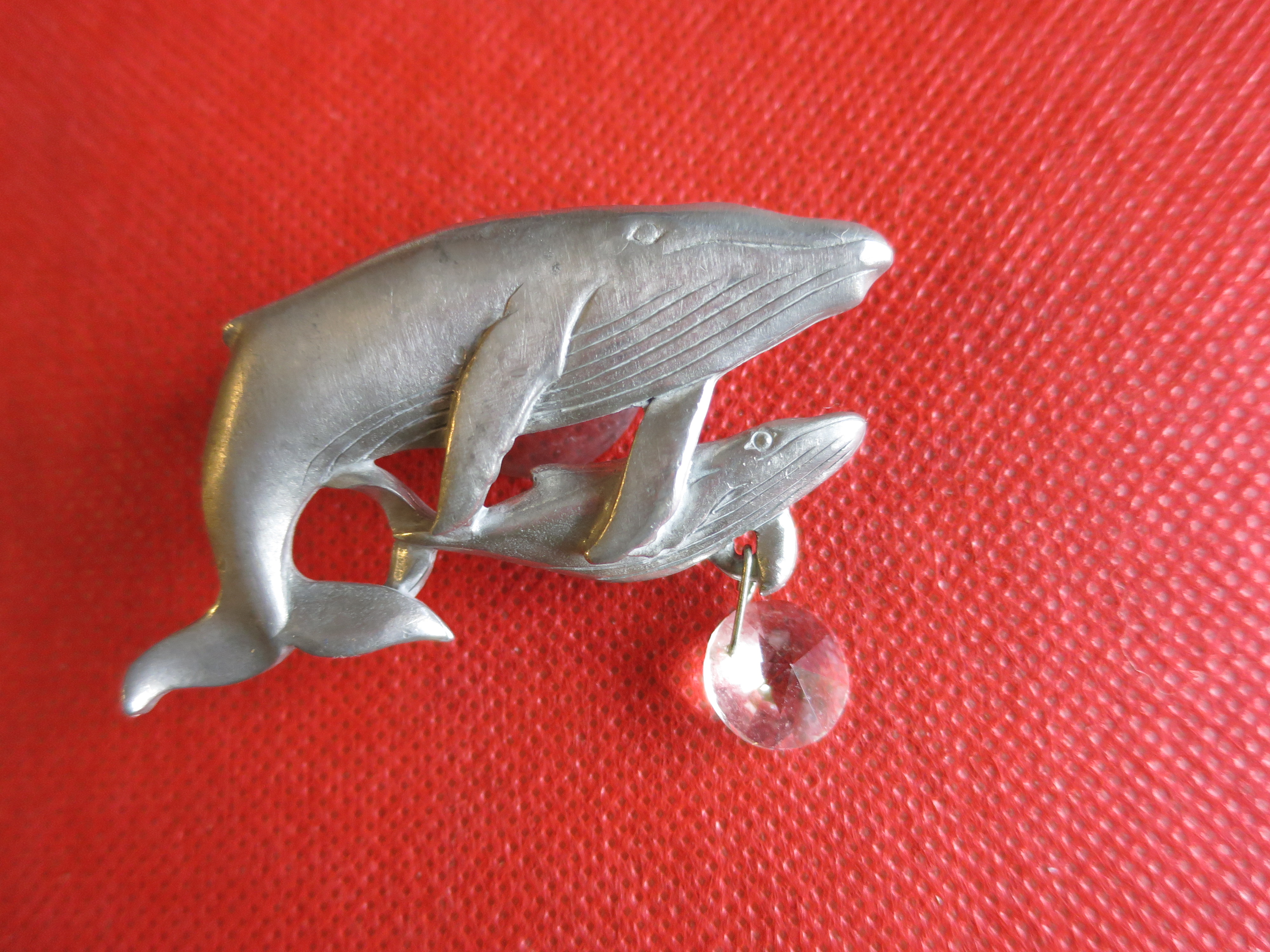 Pewter Whale Crystal Suncatcher with window suction cup