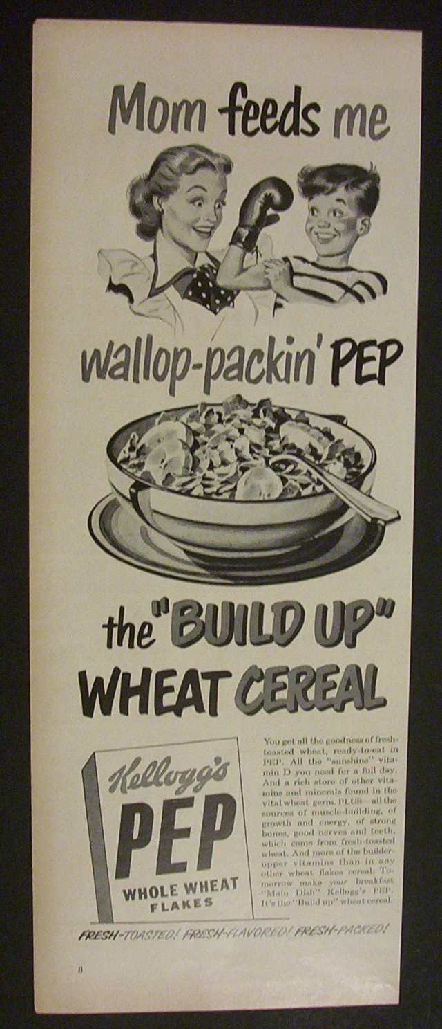 1950  Kellogg's  Pep  Whole  Wheat  Flakes