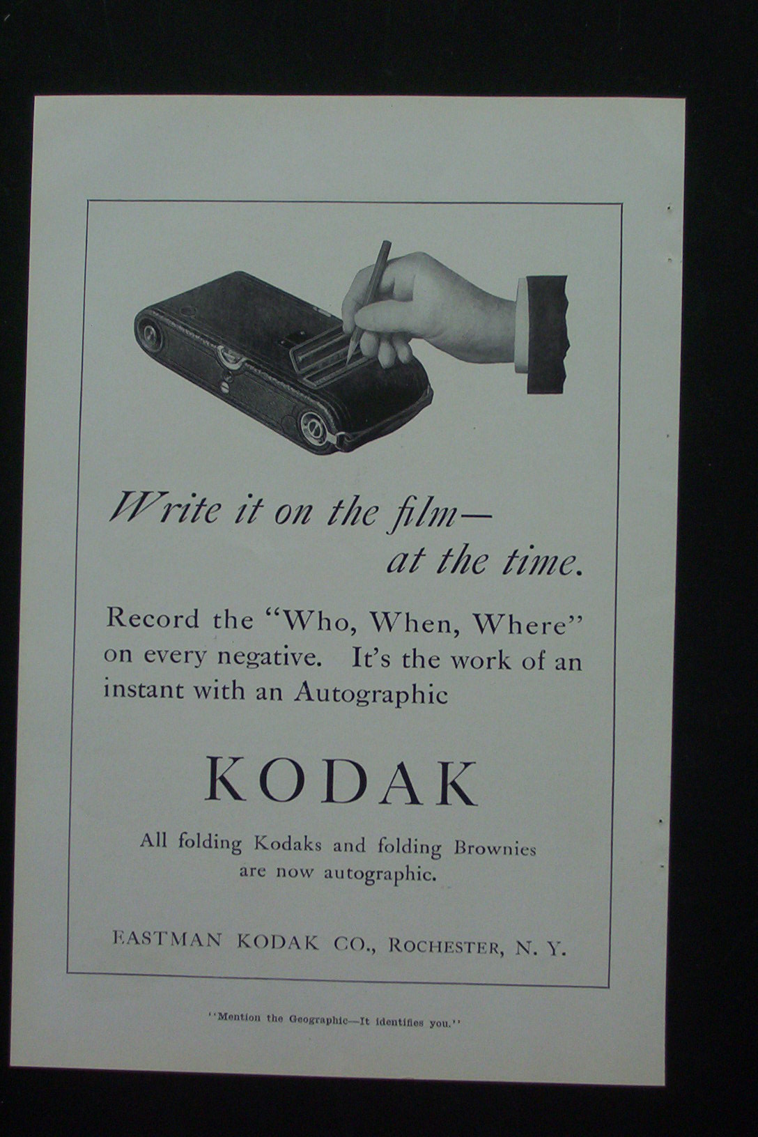 1916 Eastman Kodak Company with Hand Holding a Pencil