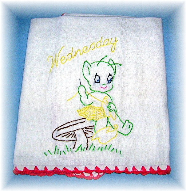 4 Hand Embroidered Floursack Kitchen Towels