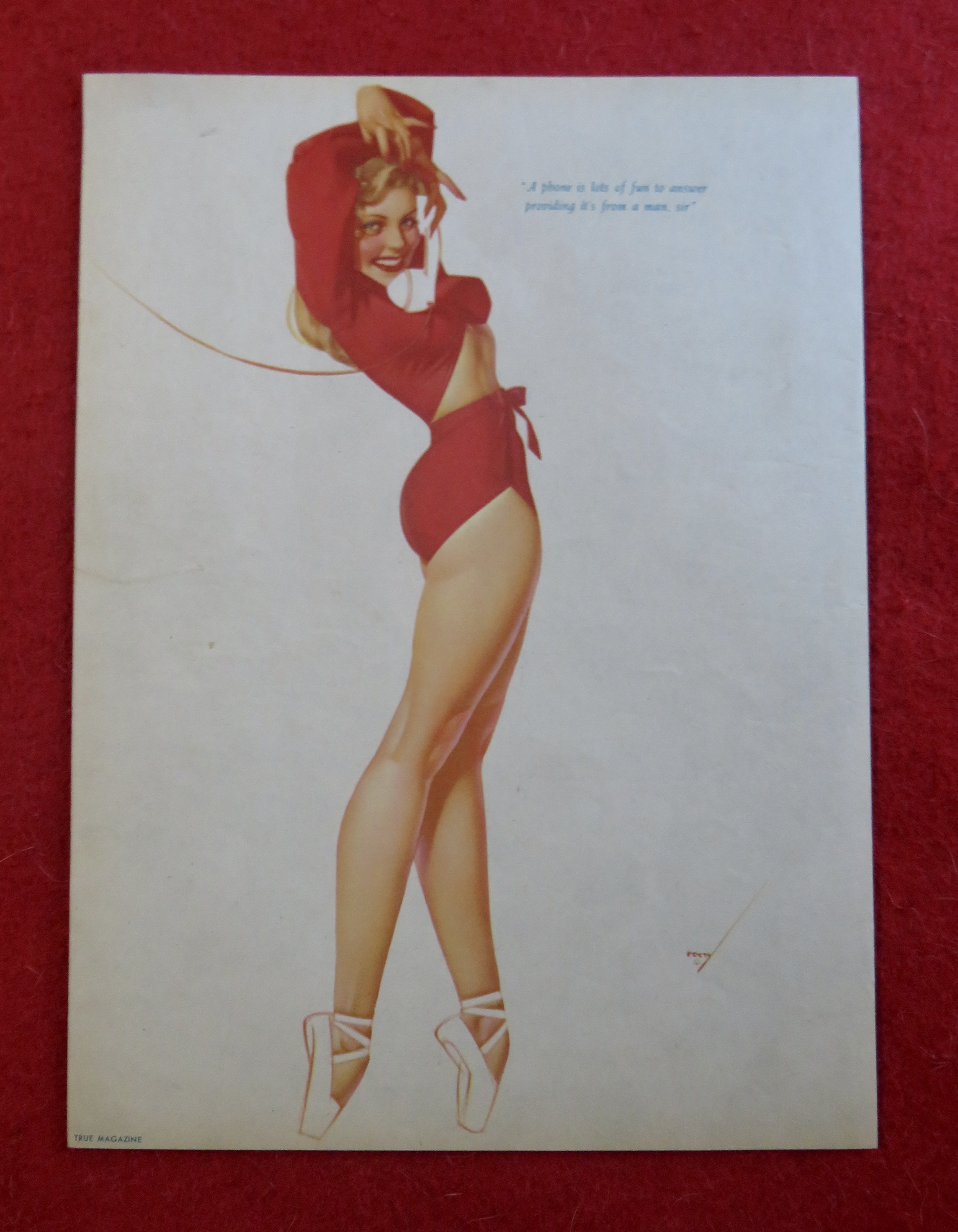1940's Sexy George Petty Girl Pin Up Girl In Red