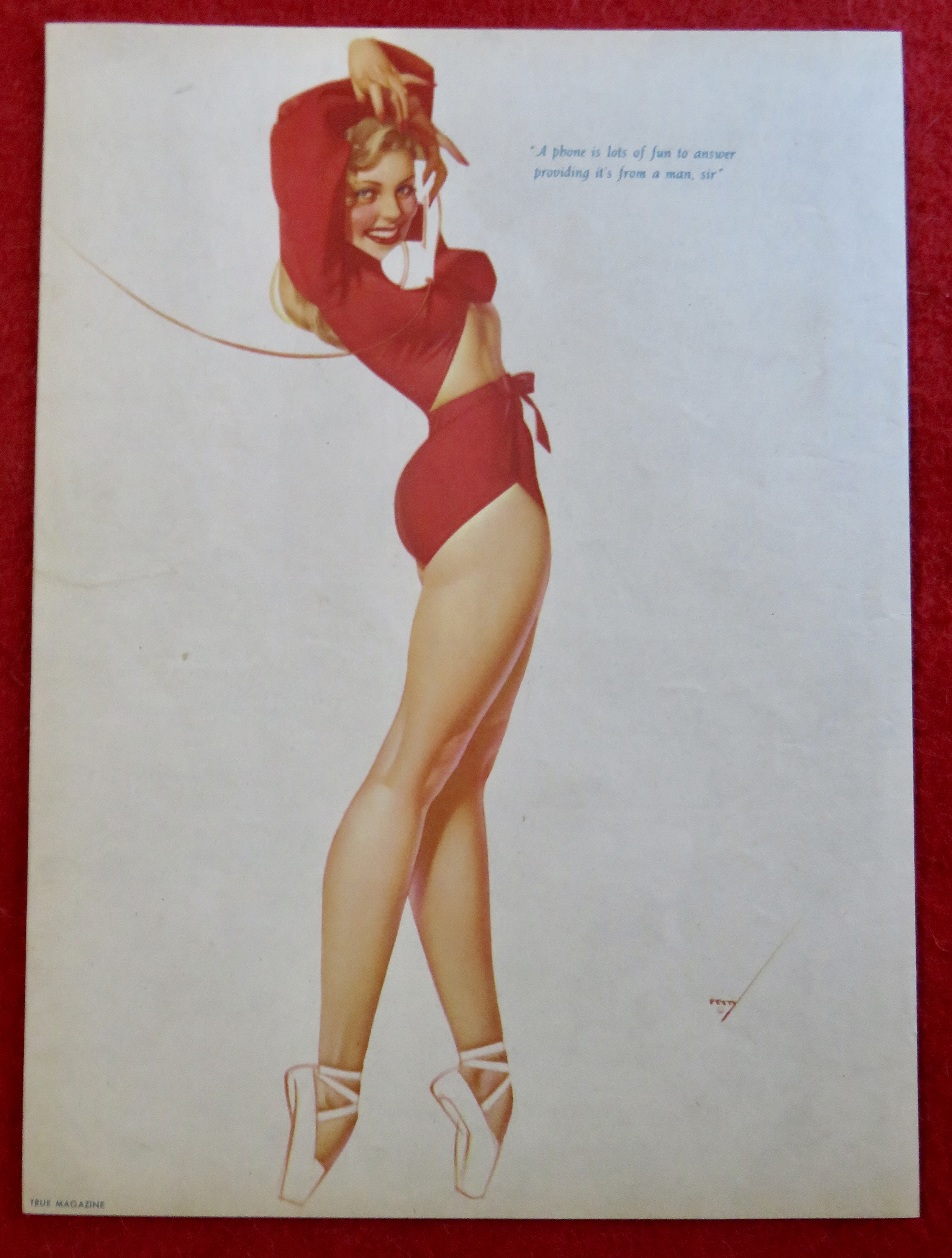 1940's Sexy George Petty Girl Pin Up Girl In Red