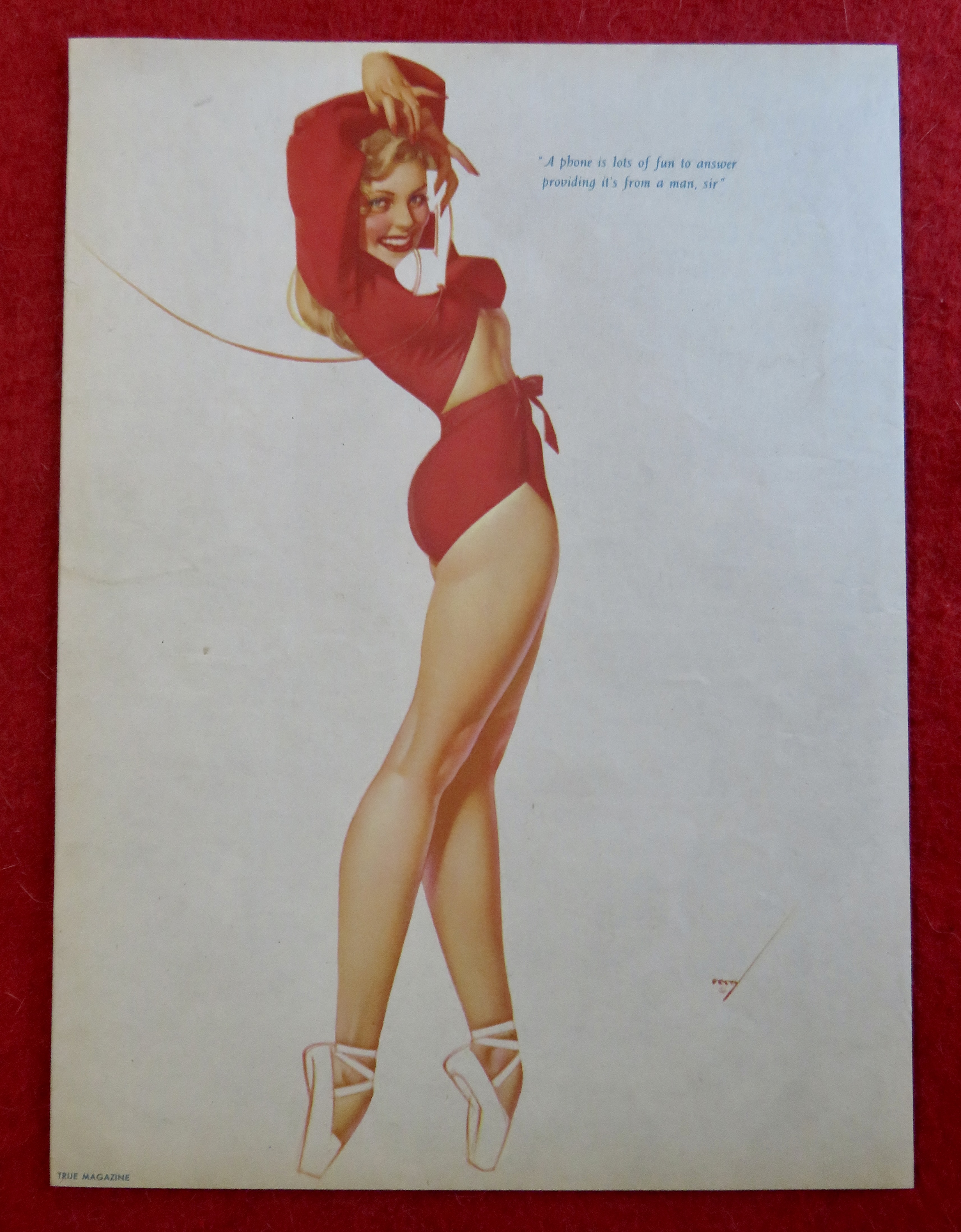 1940's Sexy George Petty Girl Pin Up Girl In Red