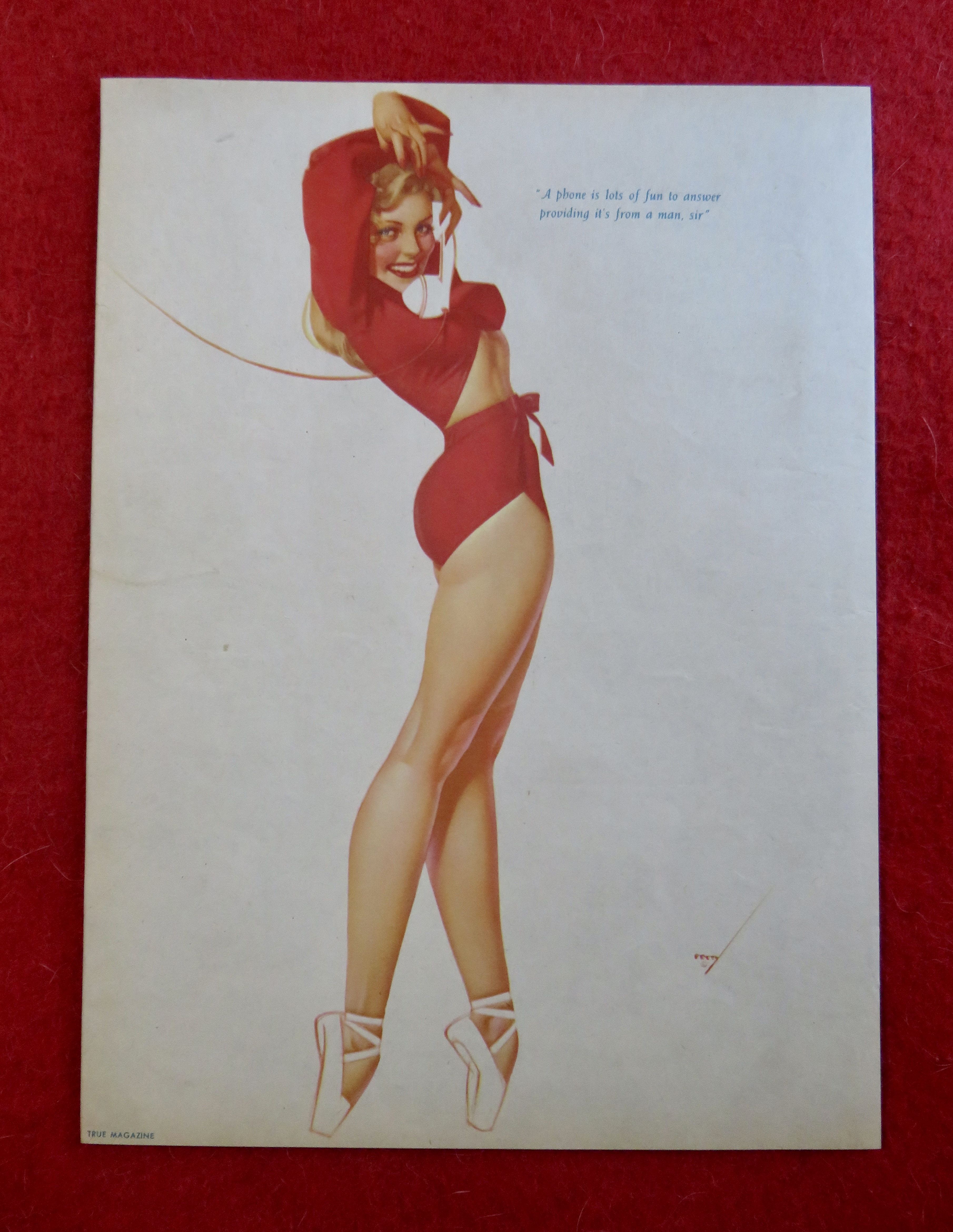 1940's Sexy George Petty Girl Pin Up Girl In Red