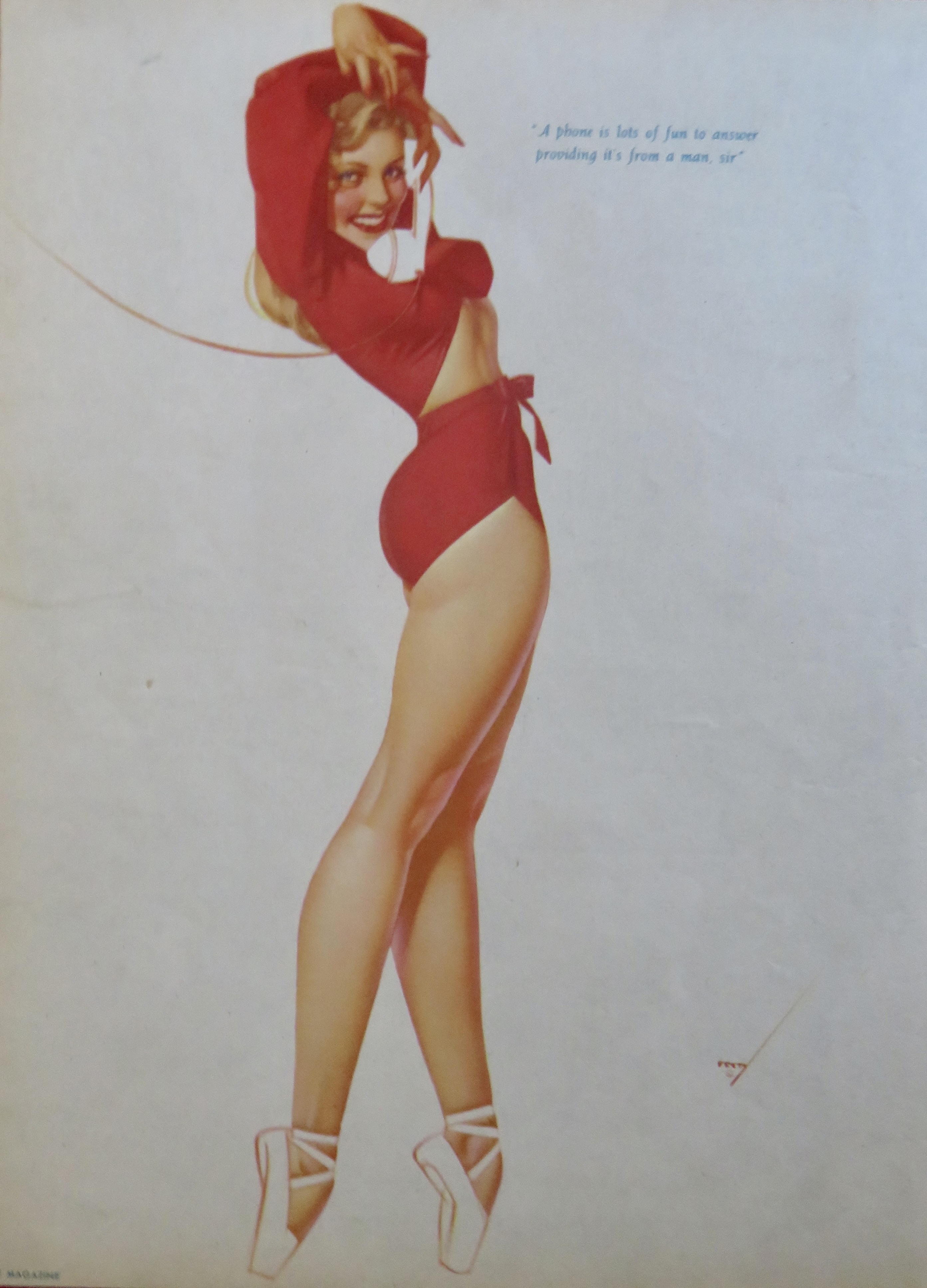 1940's Sexy George Petty Girl Pin Up Girl In Red