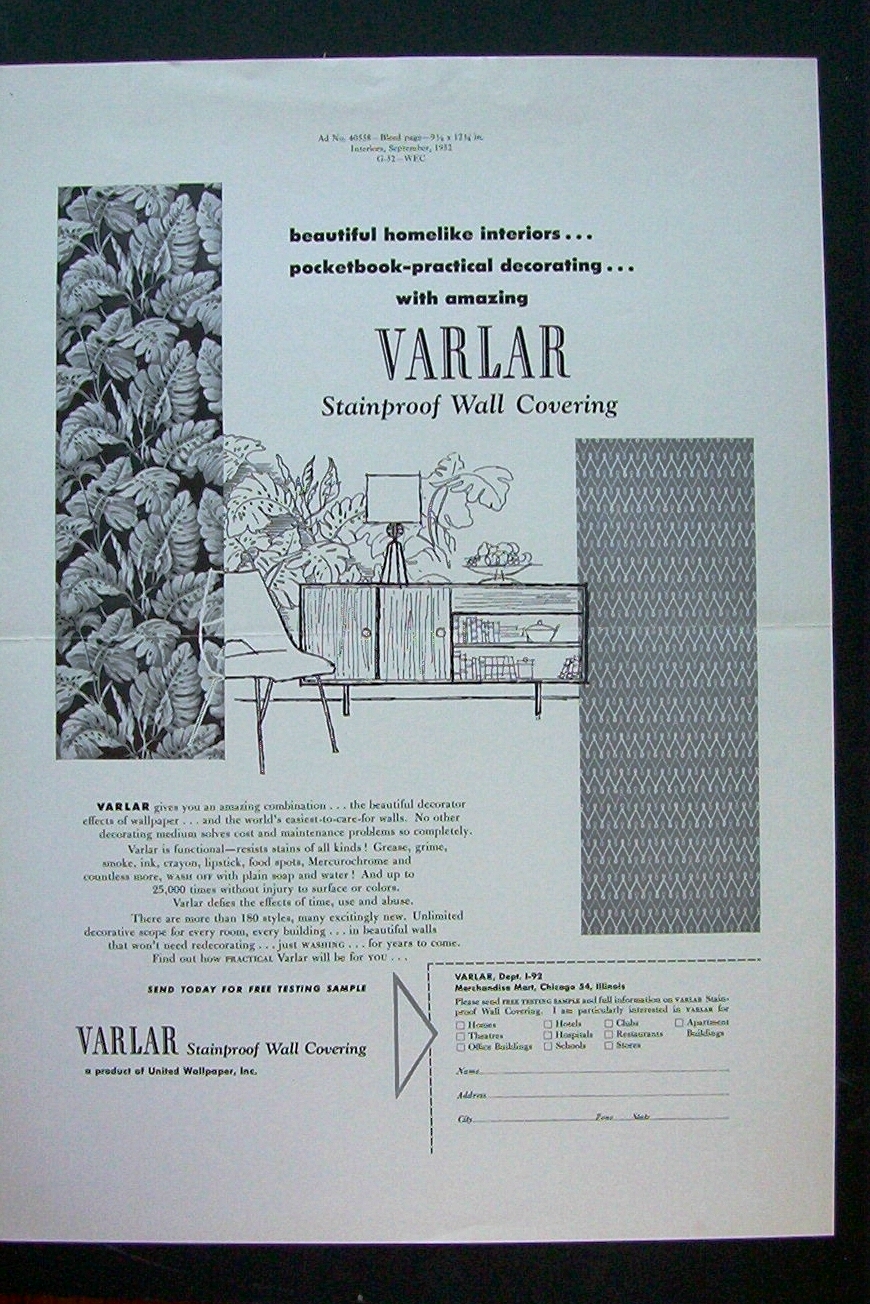 1952 Varlar Stainproof Magazine Proof w/Wall Coverings