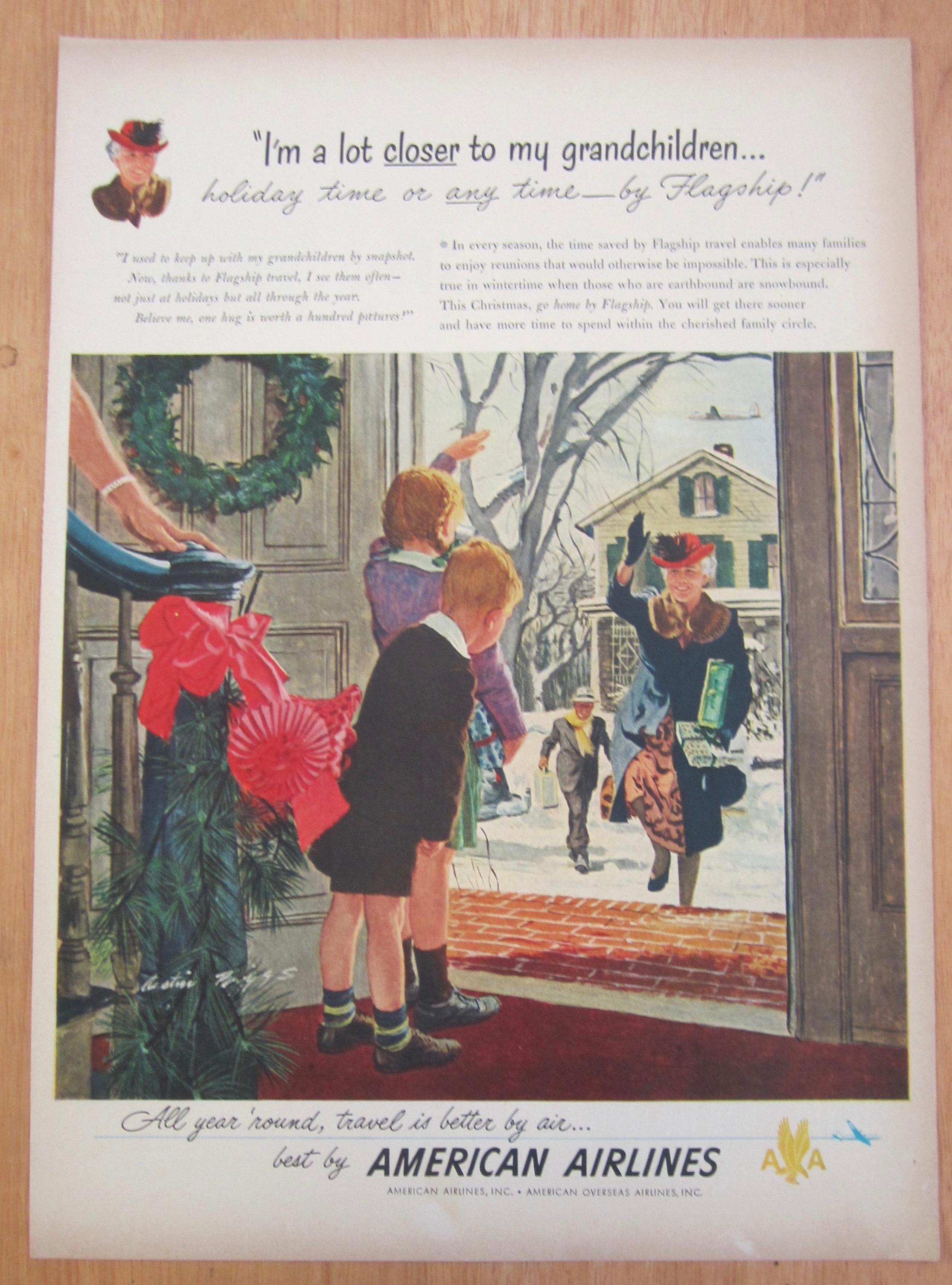 1940's American Airlines w/Children Waving to Grandma