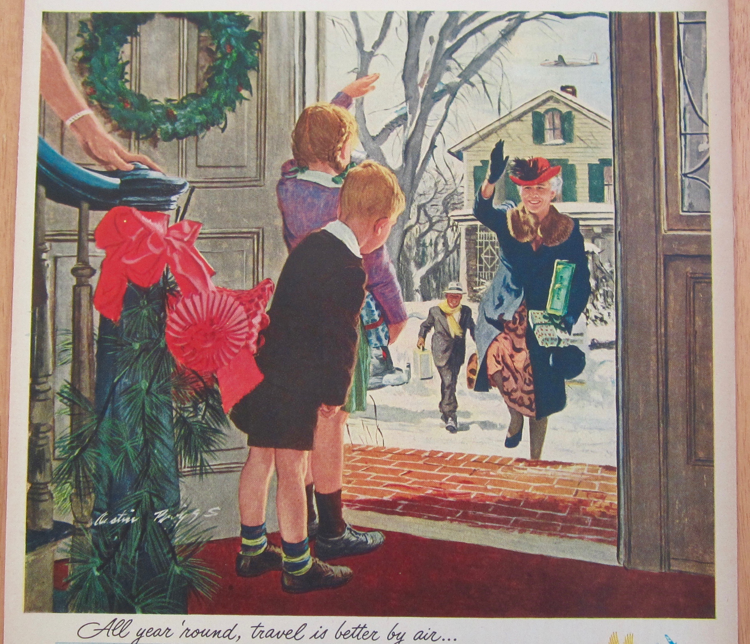 1940's American Airlines w/Children Waving to Grandma