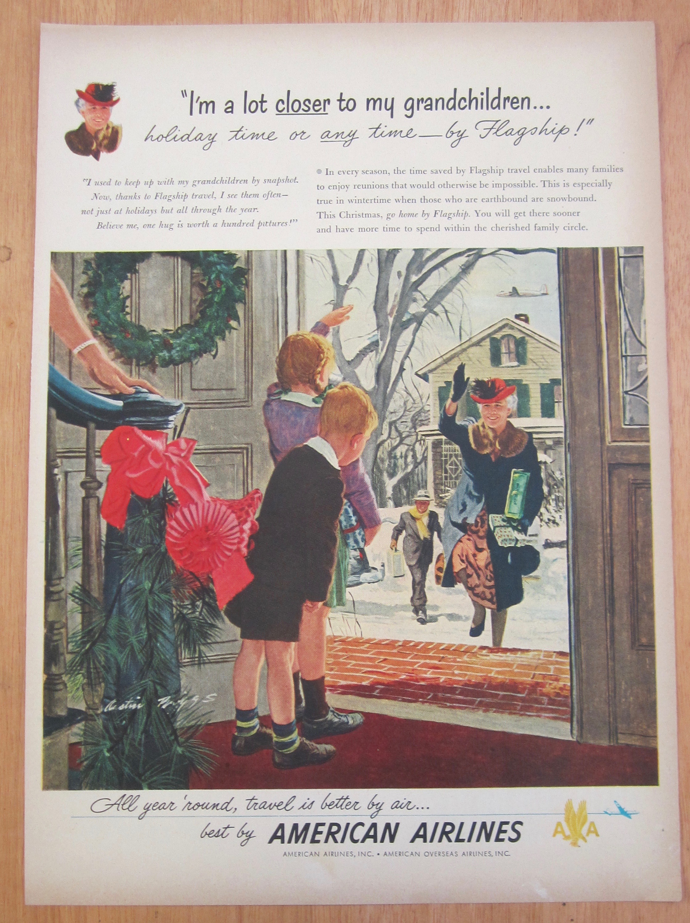 1940's American Airlines w/Children Waving to Grandma