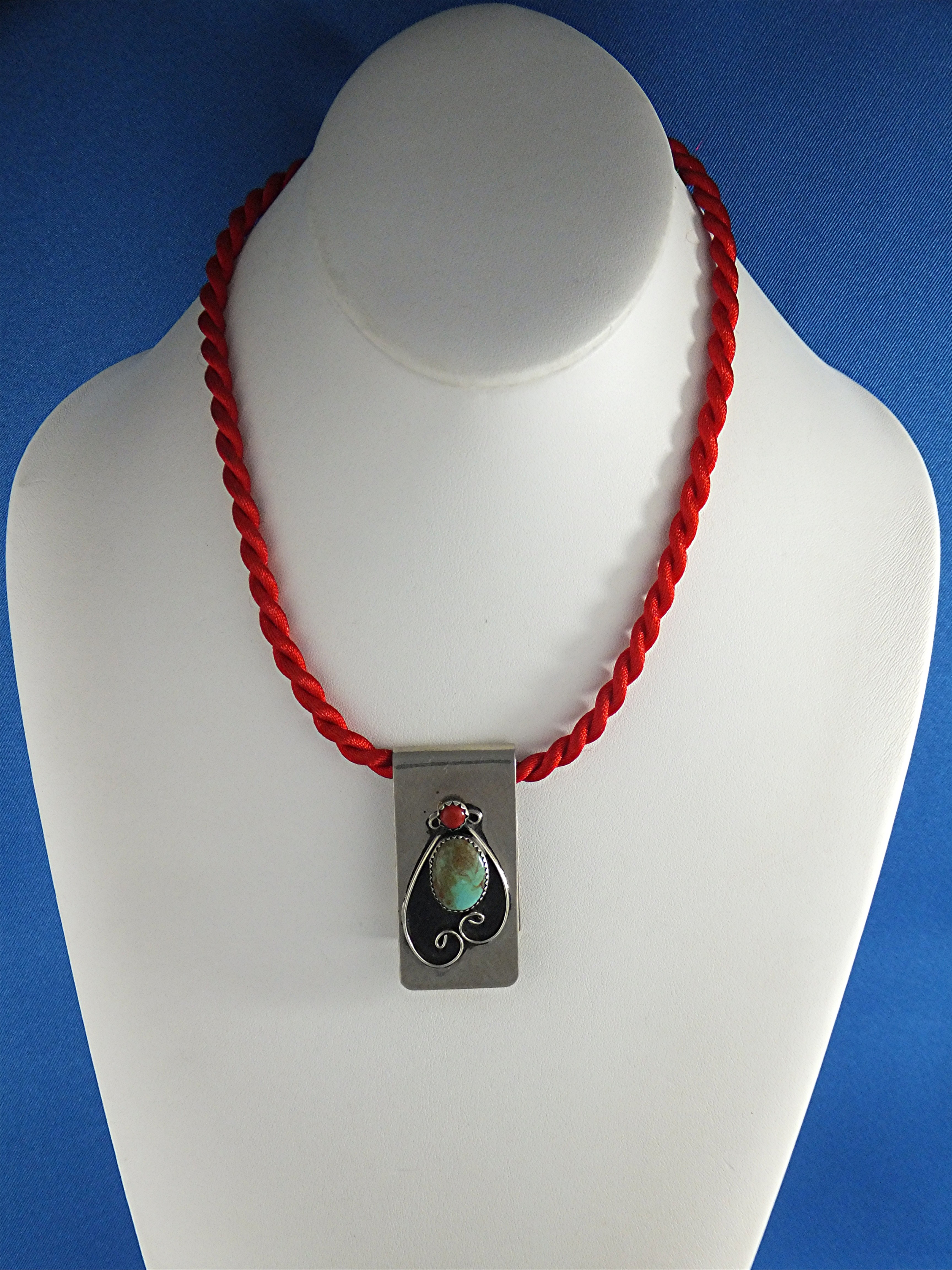 Money Clip Sterling Silver Turquoise Coral