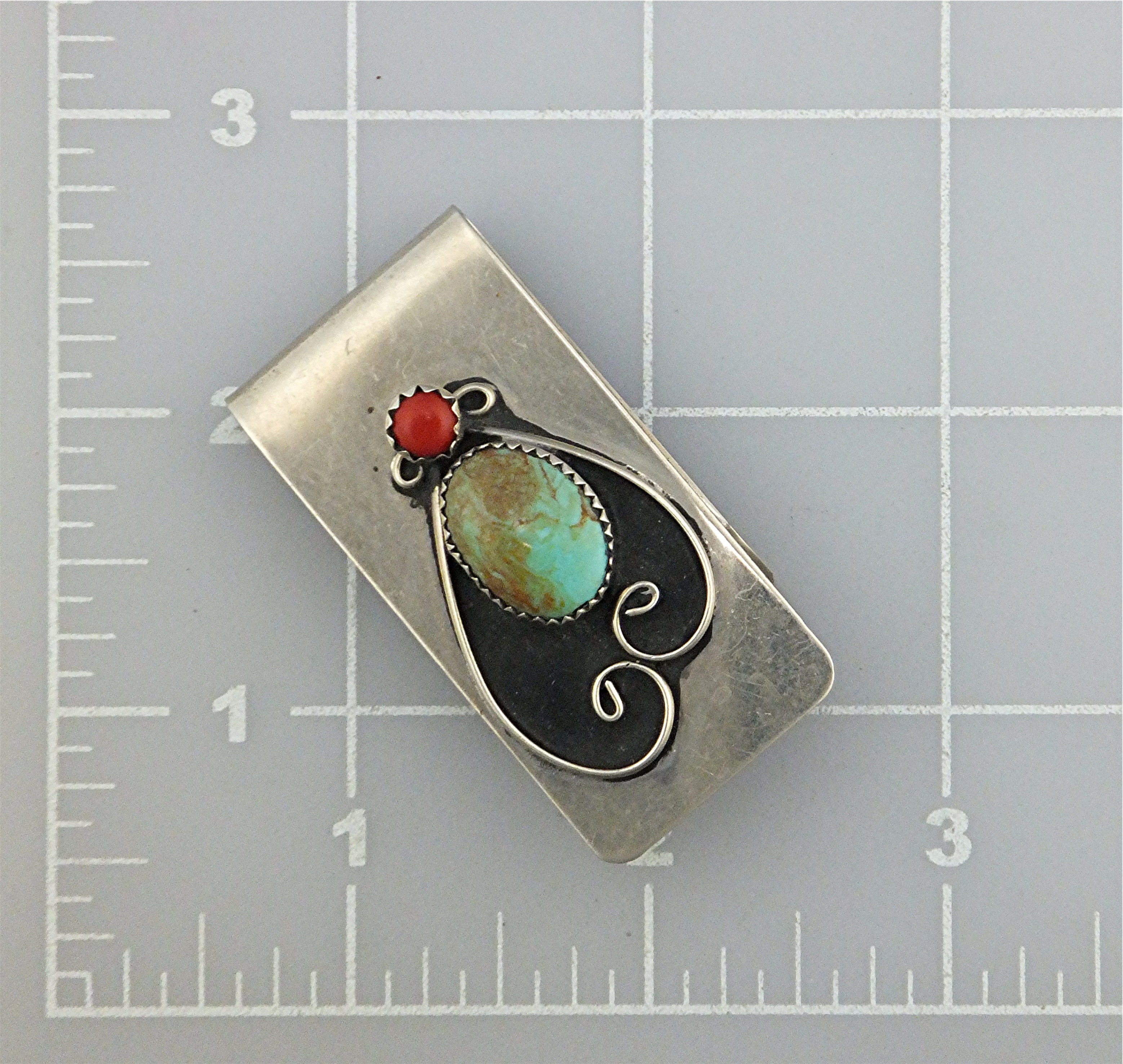 Money Clip Sterling Silver Turquoise Coral