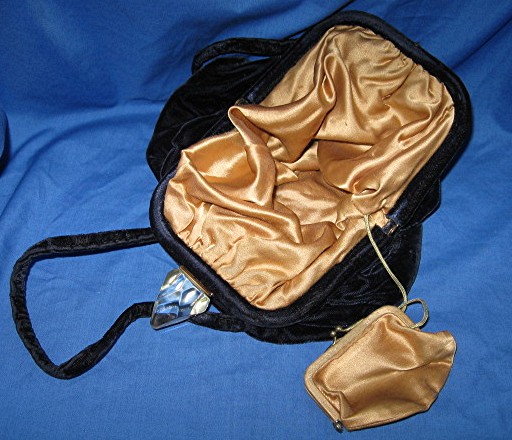 Purse 50s Lucite Dark Blue Velvet Catch USA