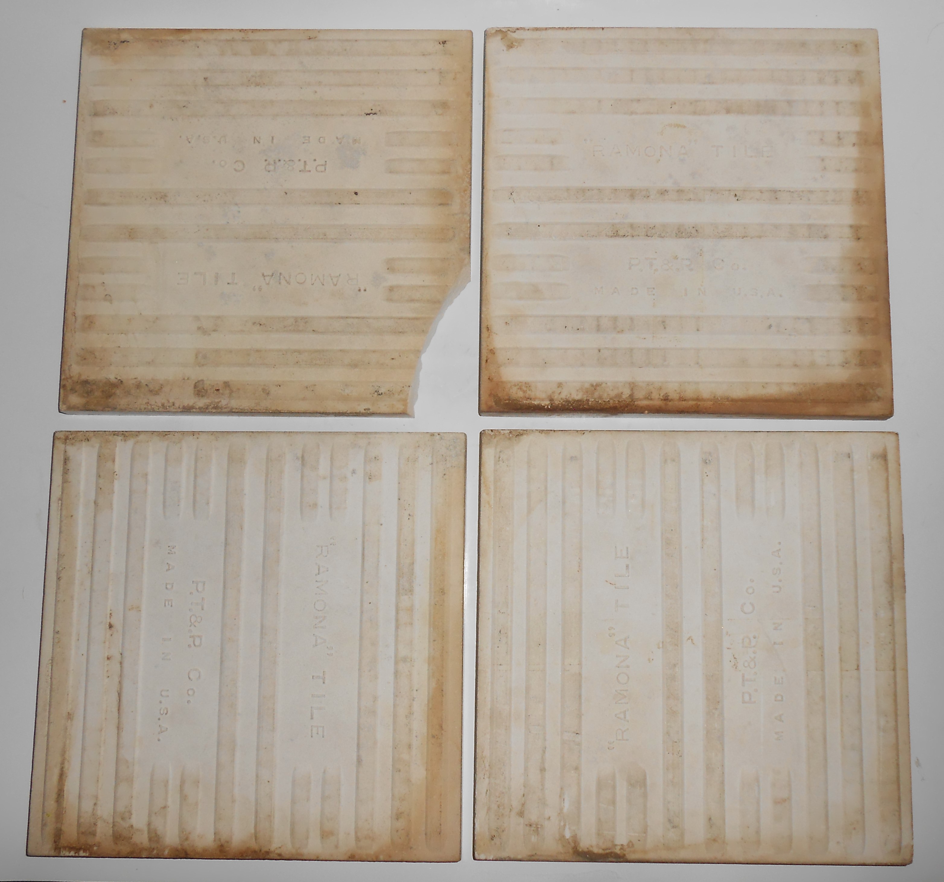 Pacific Tile & Porcelain Set/4 Floral Decorated Tiles