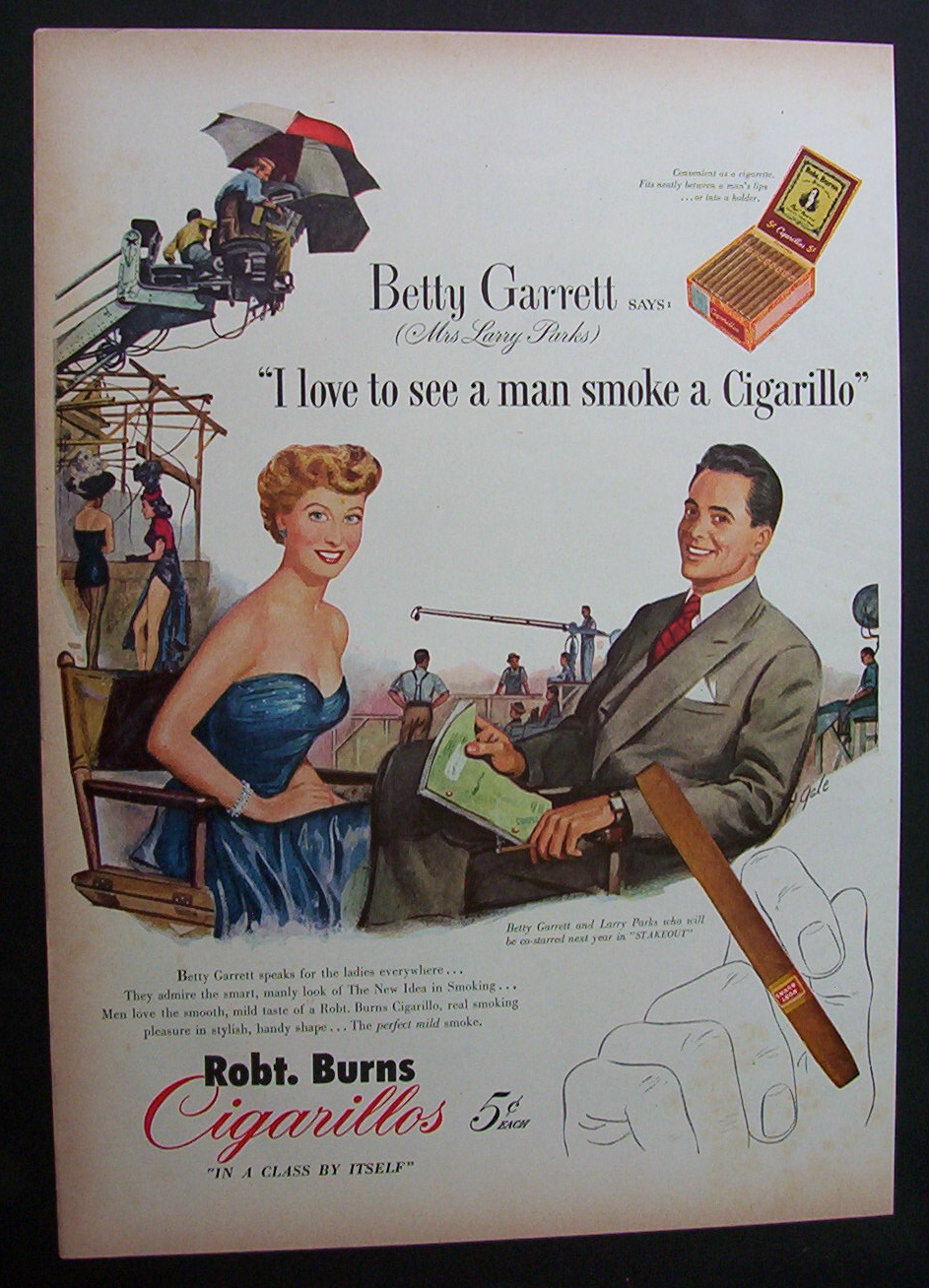 1951 Robt. Burns Cigarillos with Betty Garrett