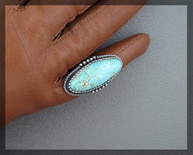 Navajo Carico Lake Turquoise Ring Darren Livingston