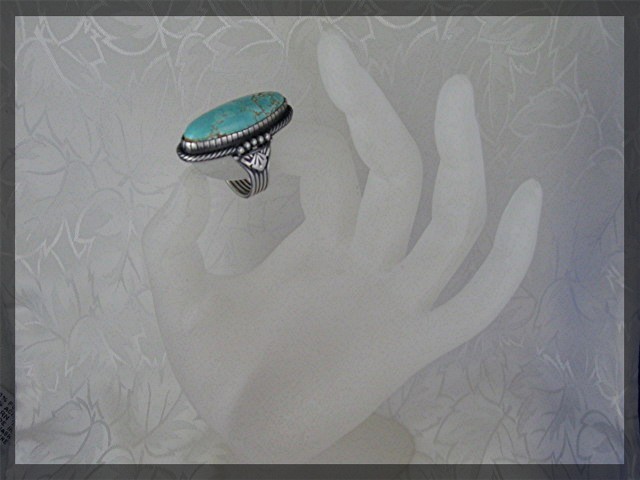 Navajo Carico Lake Turquoise Ring Darren Livingston