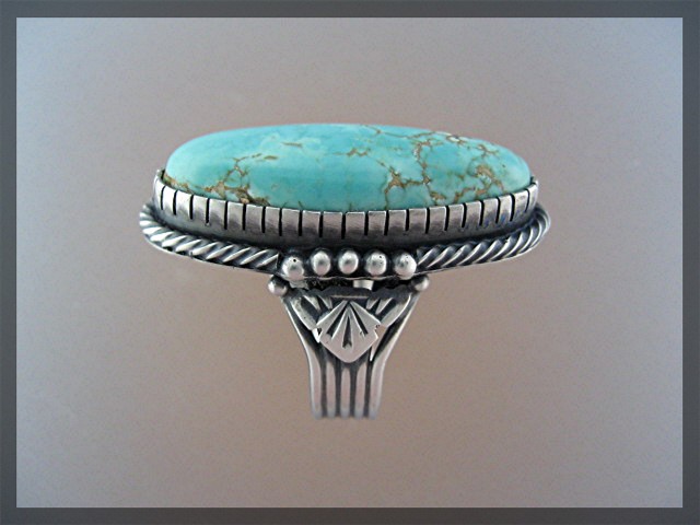 Navajo Carico Lake Turquoise Ring Darren Livingston