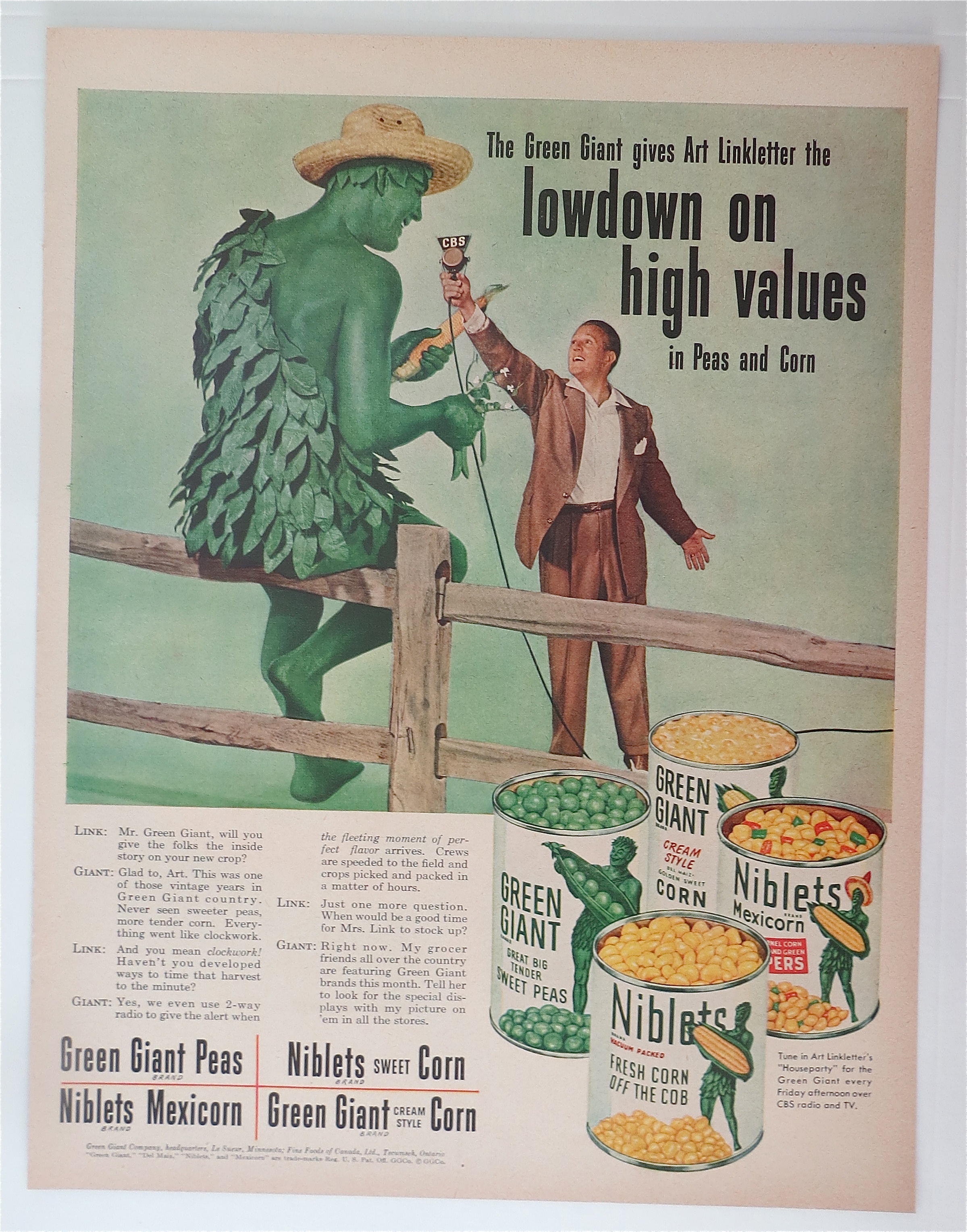 1952 Green Giant Vegetables with Art Linkletter