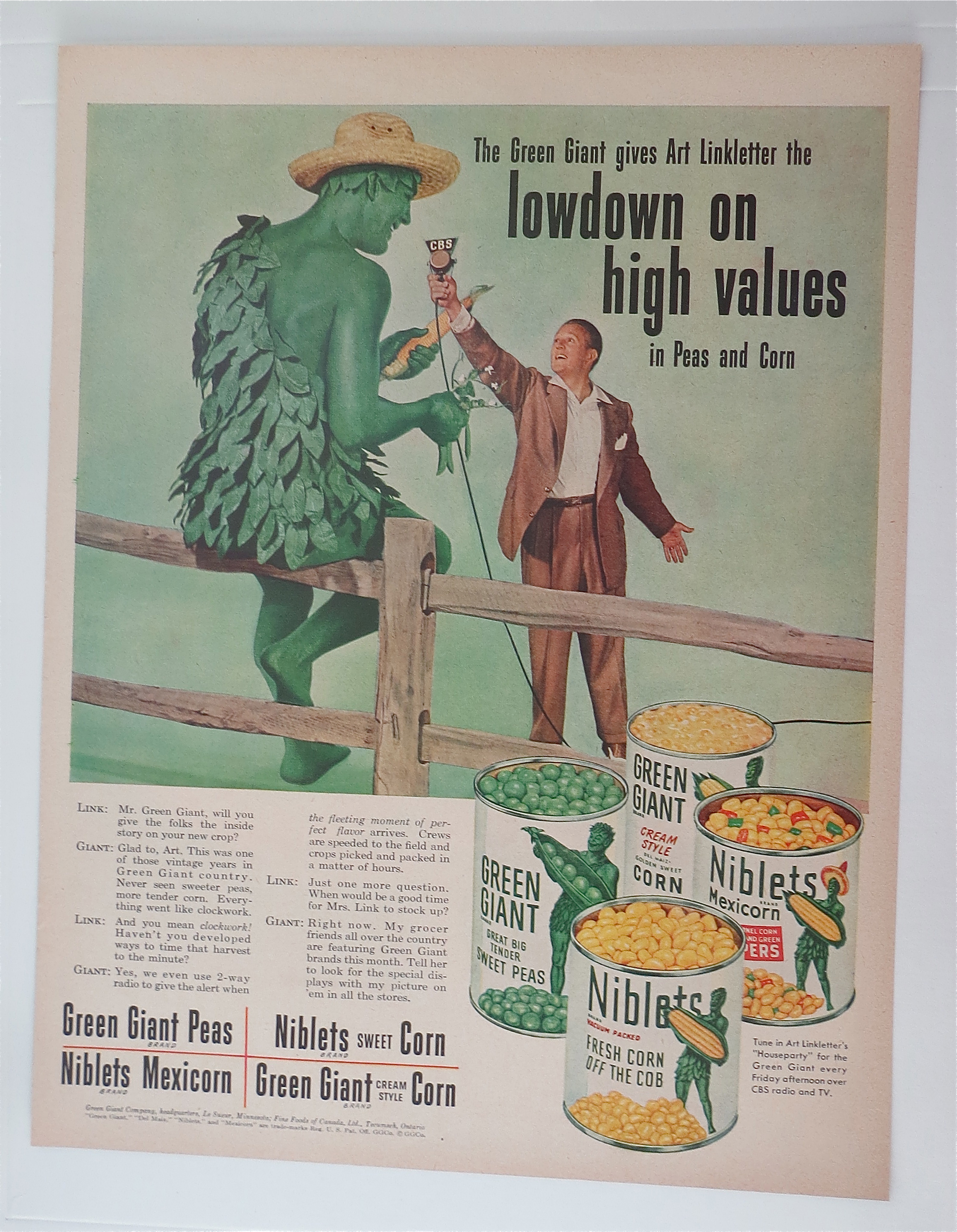 1952 Green Giant Vegetables with Art Linkletter