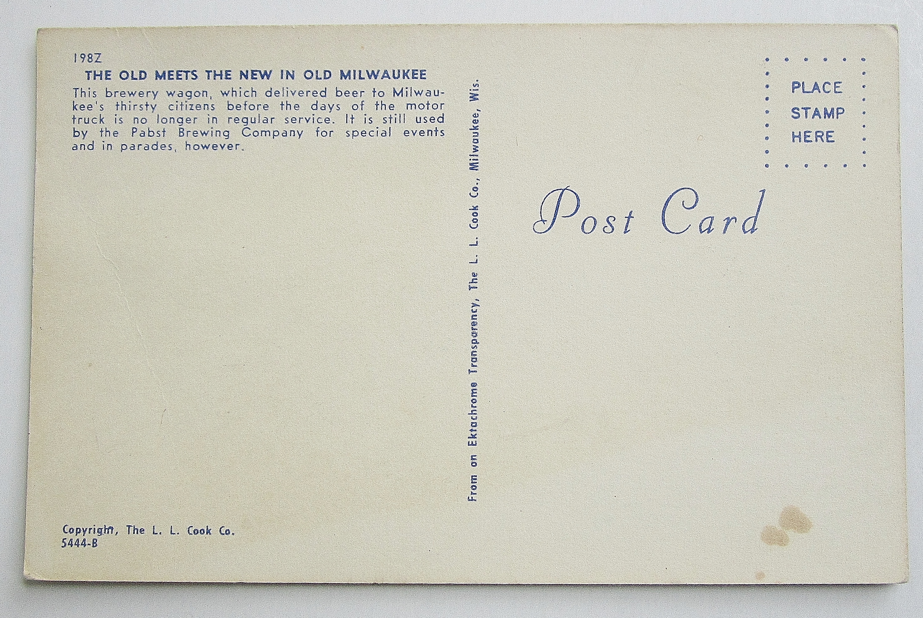 Pabst Brewing Company Wagon Delivering Beer Postcard