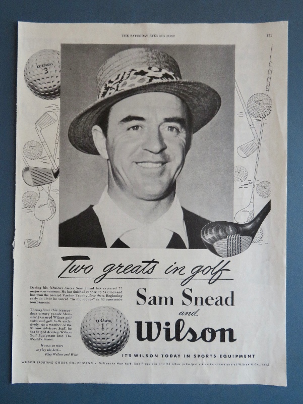 1952 Wilson Golf Clubs & Golf Balls with Golfer Sam Snead