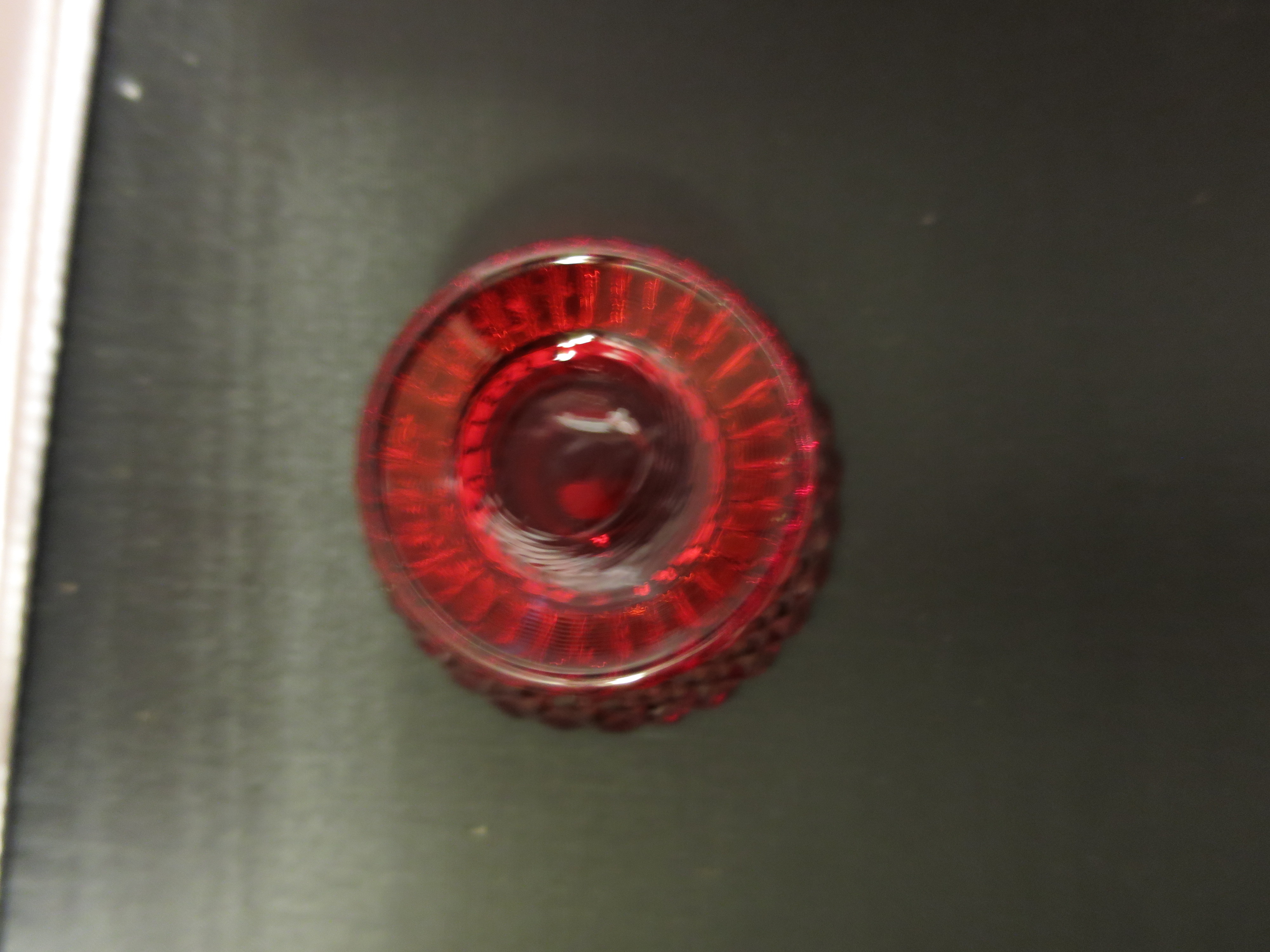 L G Wright Footed Jersey Swirl Salt Cellar Ruby USA