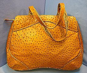 Ostrich Leather Handbag Leslie Hamel large