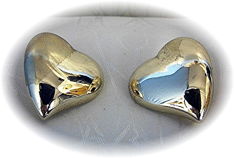 14K Gold French Clip Post Italian Heart Earrings