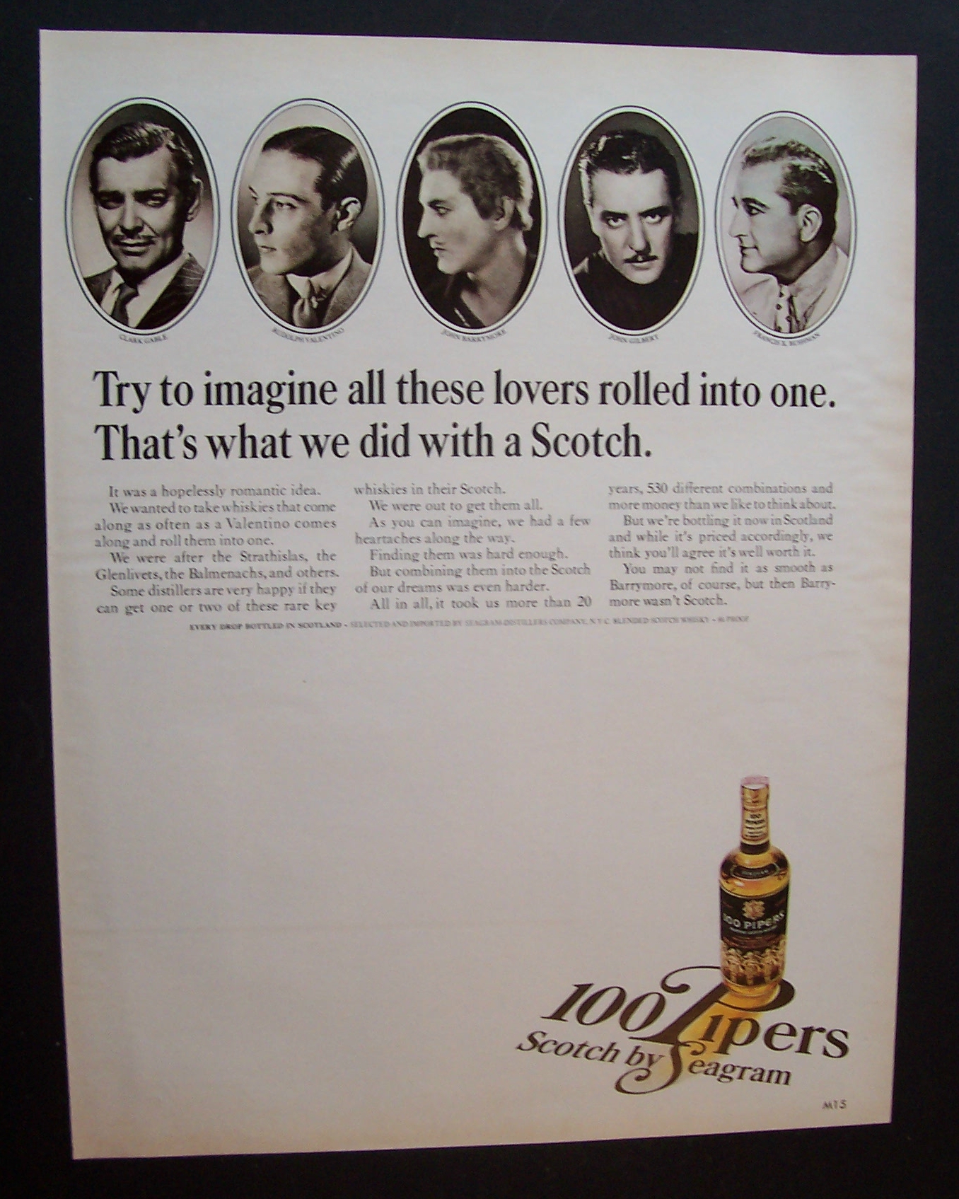 100 Pipers Scotch with Clark Gable & Others