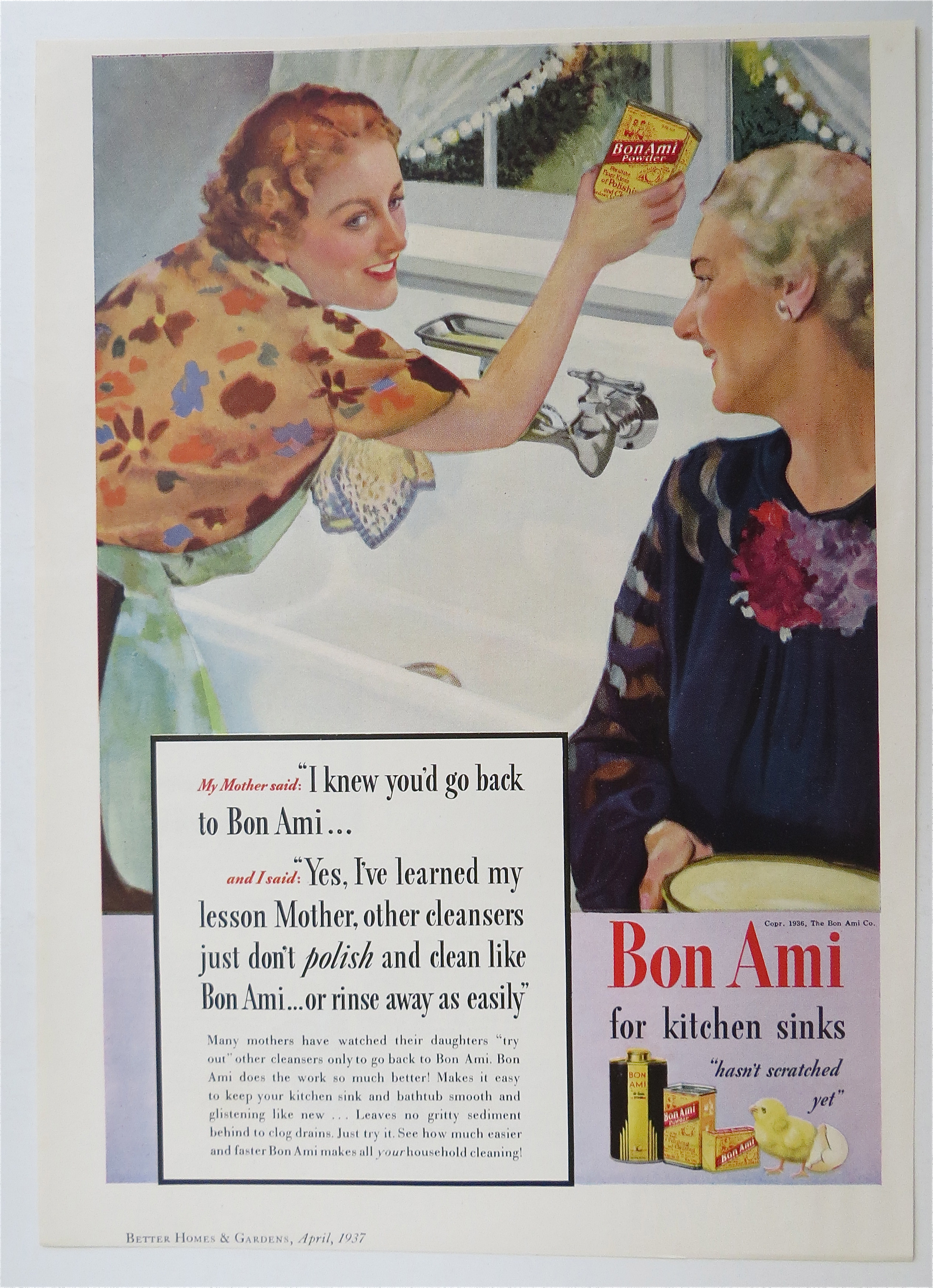 1937 Bon Ami Powder with Woman Cleaning Her Sink