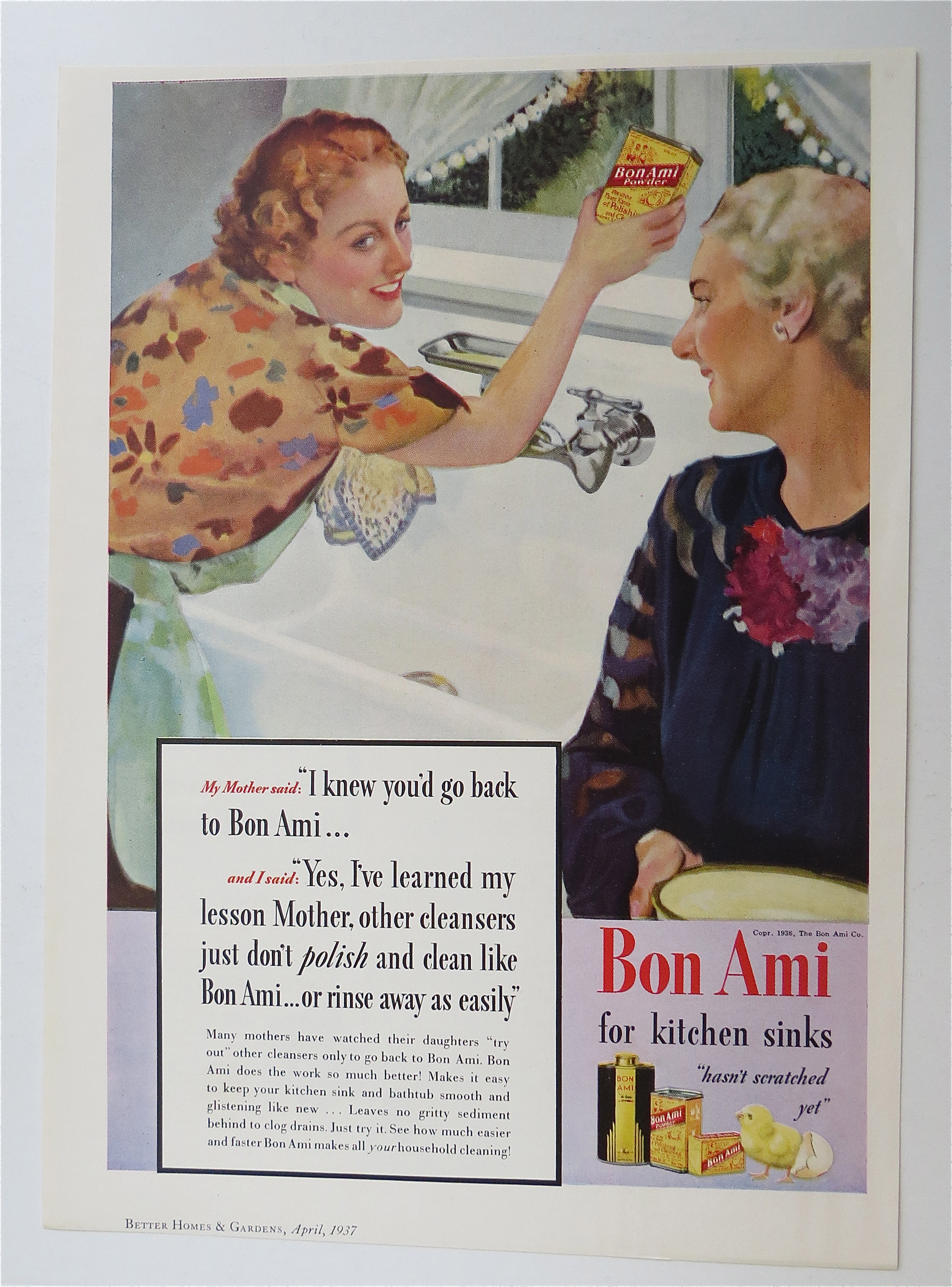 1937 Bon Ami Powder with Woman Cleaning Her Sink