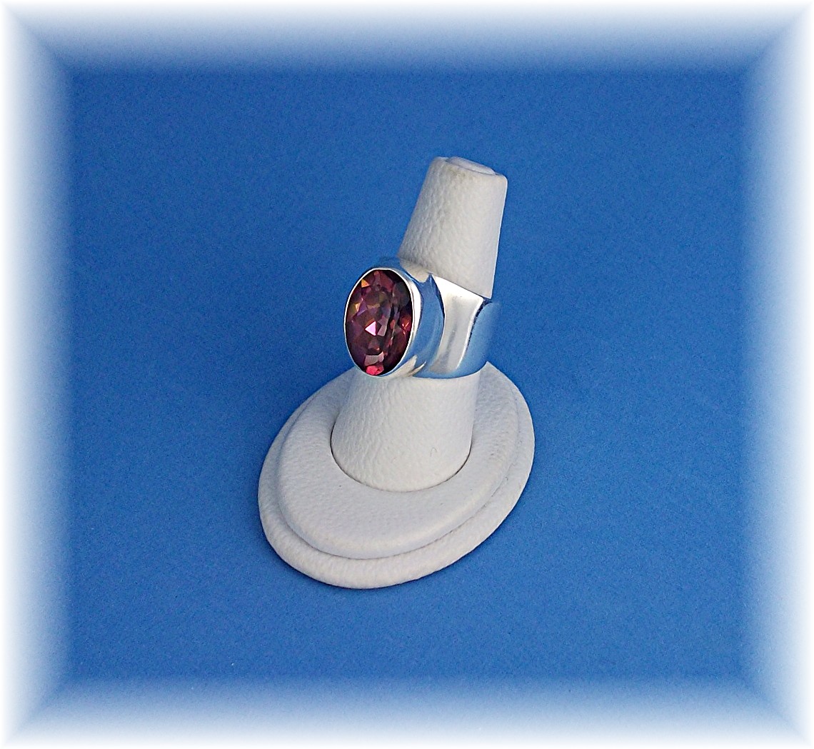 Ring Sterling Silver Starborn Bezel Set Pink Quartz