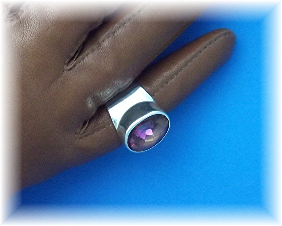 Ring Sterling Silver Starborn Bezel Set Pink Quartz