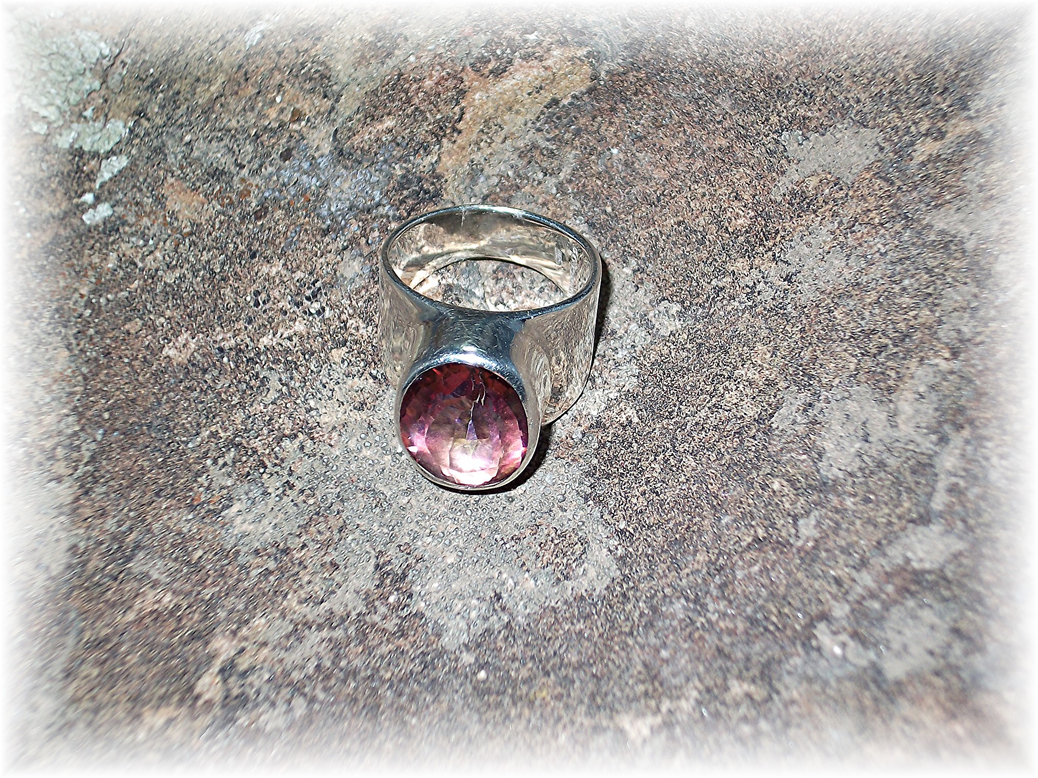 Ring Sterling Silver Starborn Bezel Set Pink Quartz