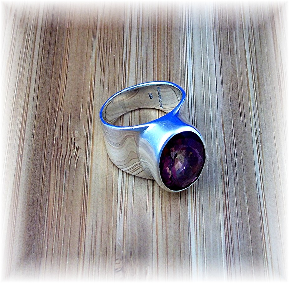 Ring Sterling Silver Starborn Bezel Set Pink Quartz