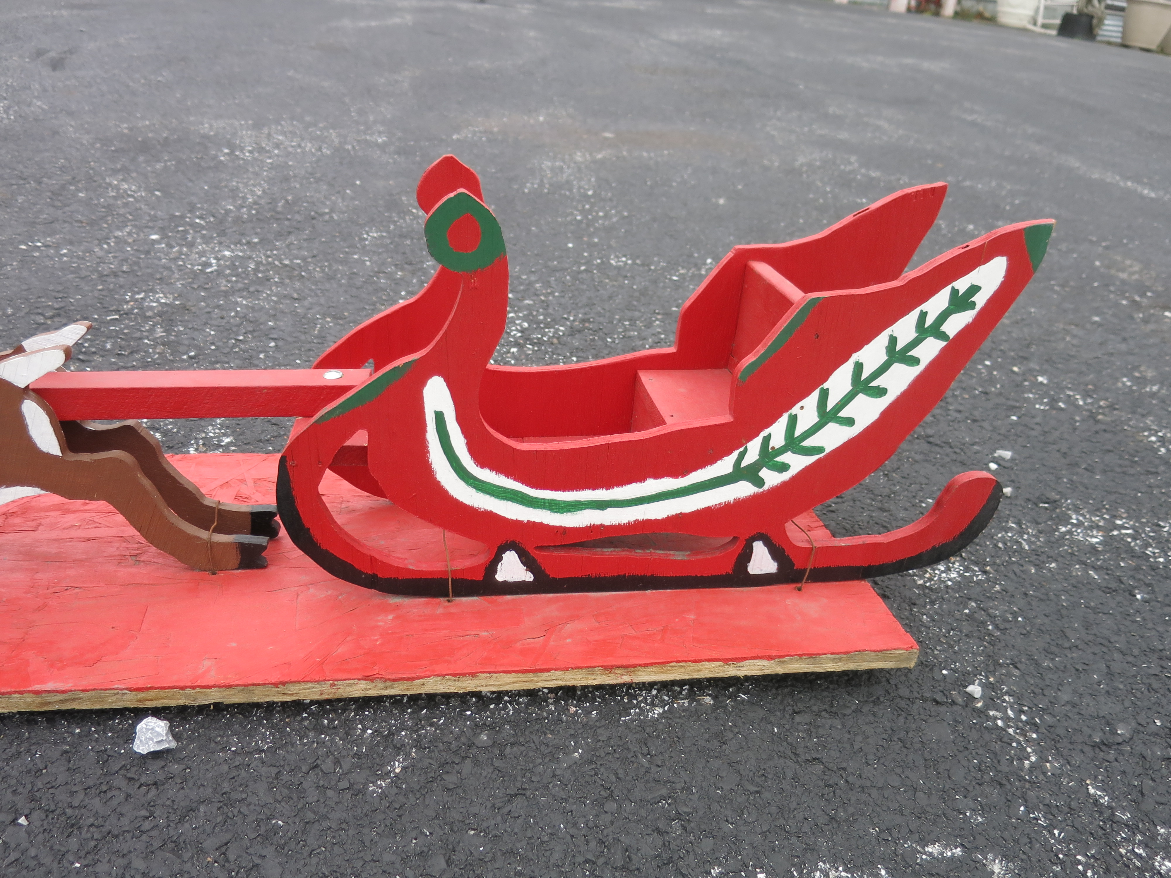 Hand Crafted Santa Sleigh and Reindeer Scroll Cut