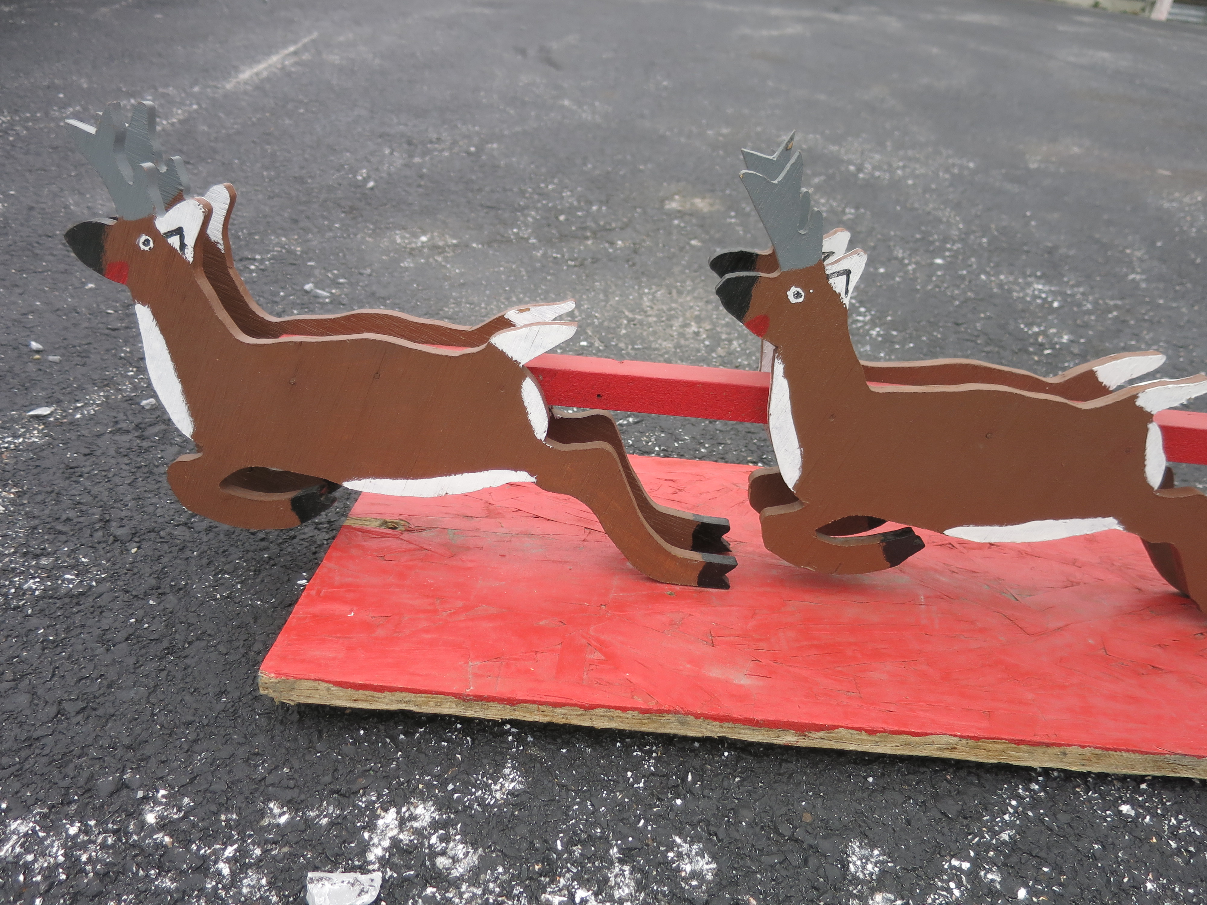 Hand Crafted Santa Sleigh and Reindeer Scroll Cut
