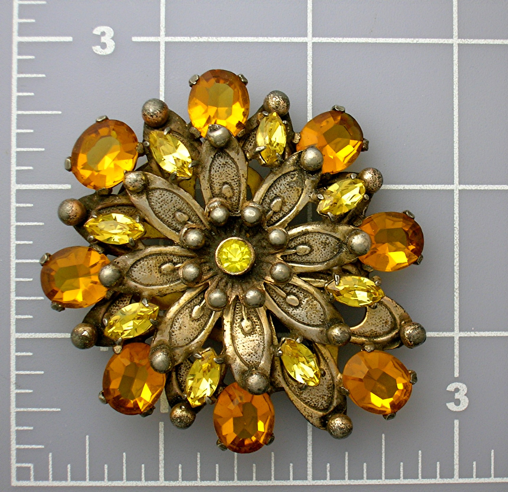 Dress Clip Citrine Glass Antique