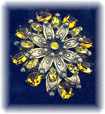 Dress Clip Citrine Glass Antique